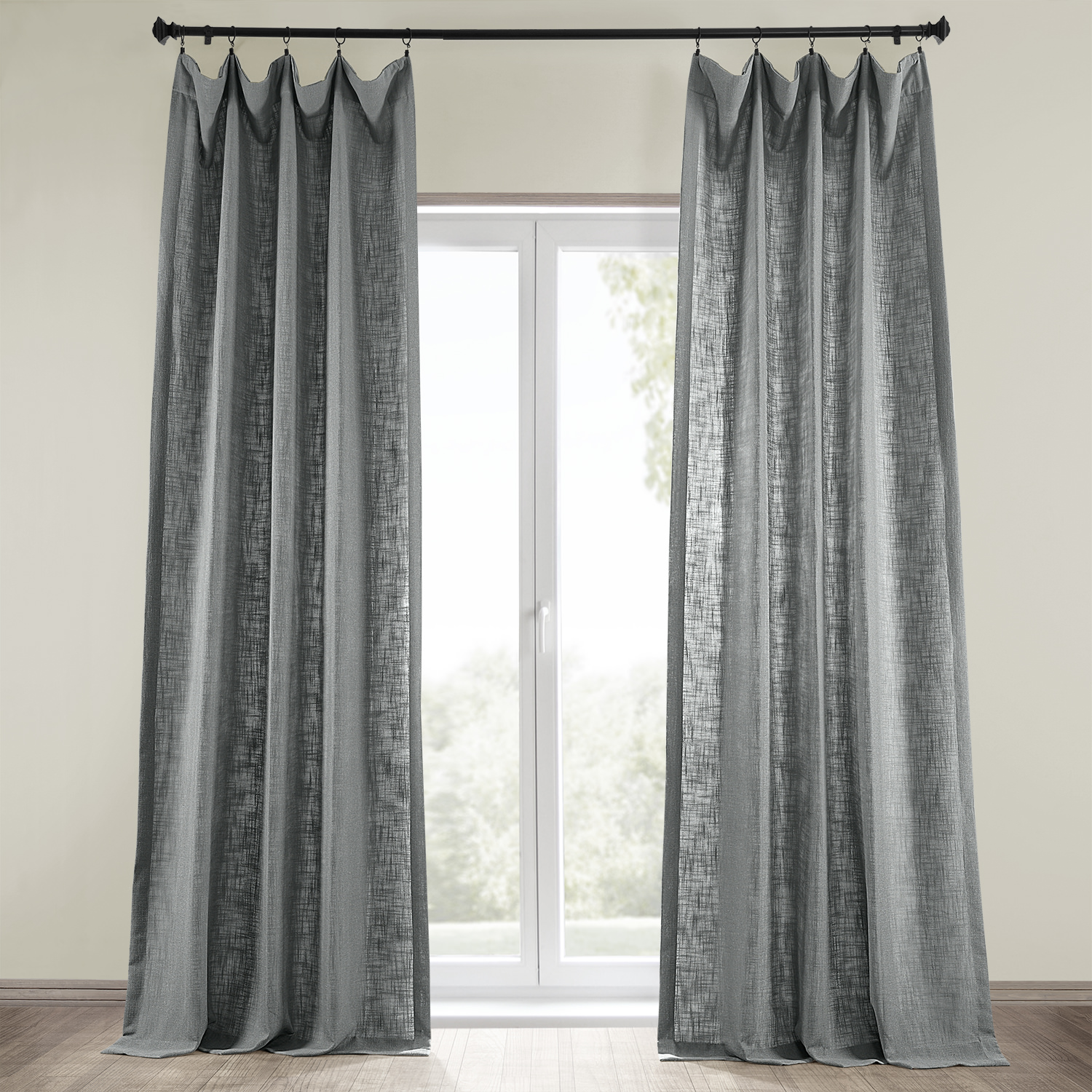 Pewter Grey Heavy Faux Linen Curtain