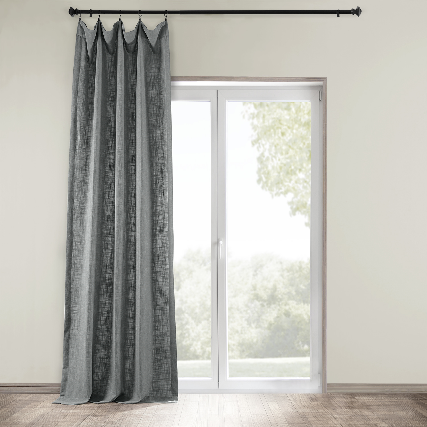 Pewter Grey Heavy Faux Linen Curtain