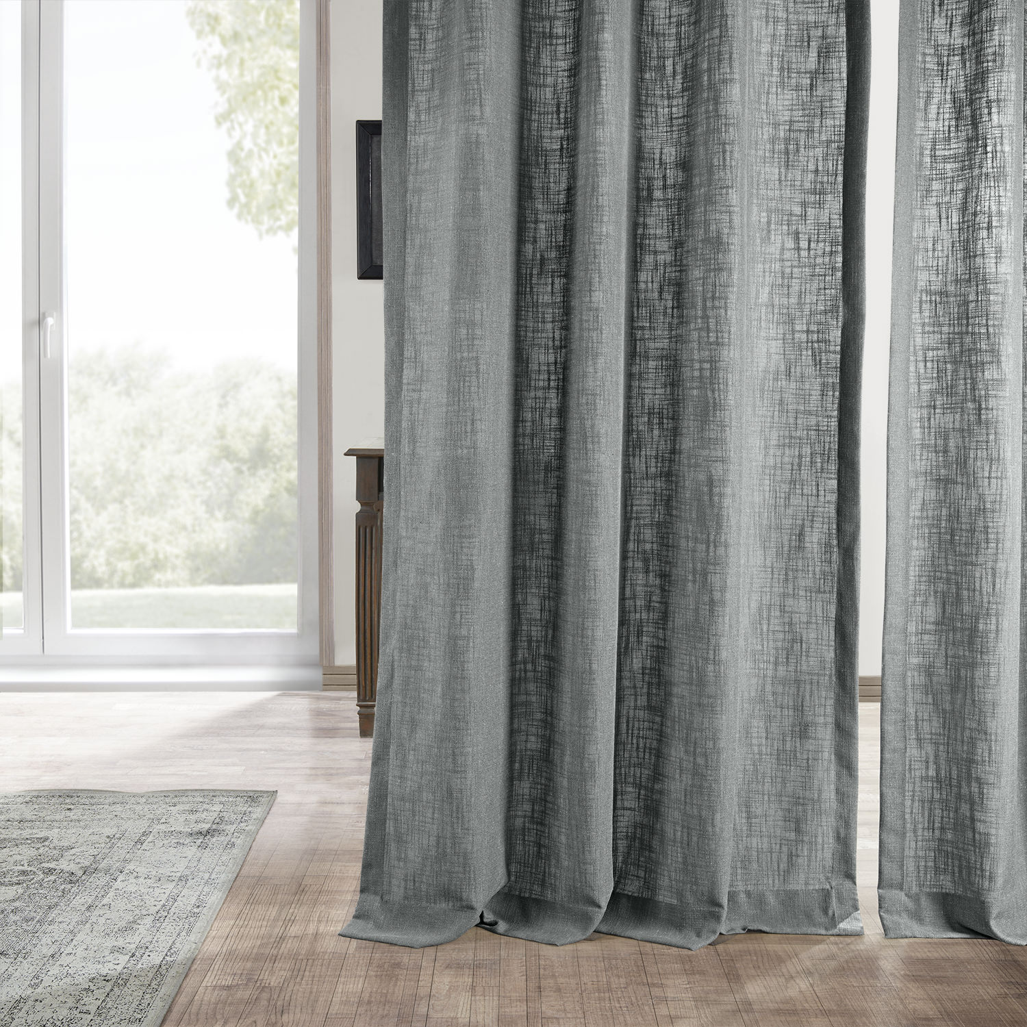 Pewter Grey Heavy Faux Linen Curtain