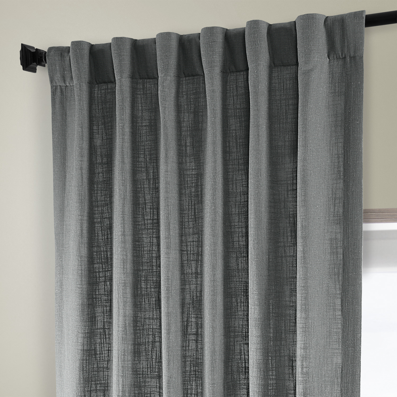 Pewter Grey Heavy Faux Linen Curtain