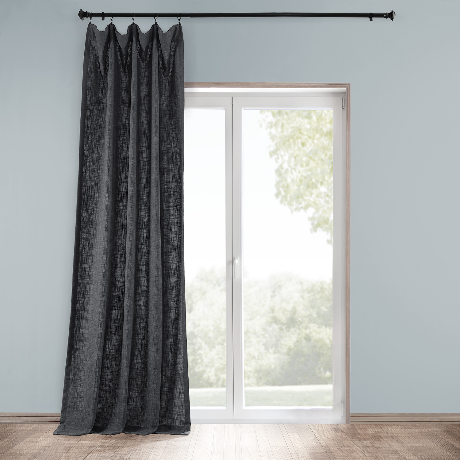 Slate Grey Heavy Faux Linen Curtain