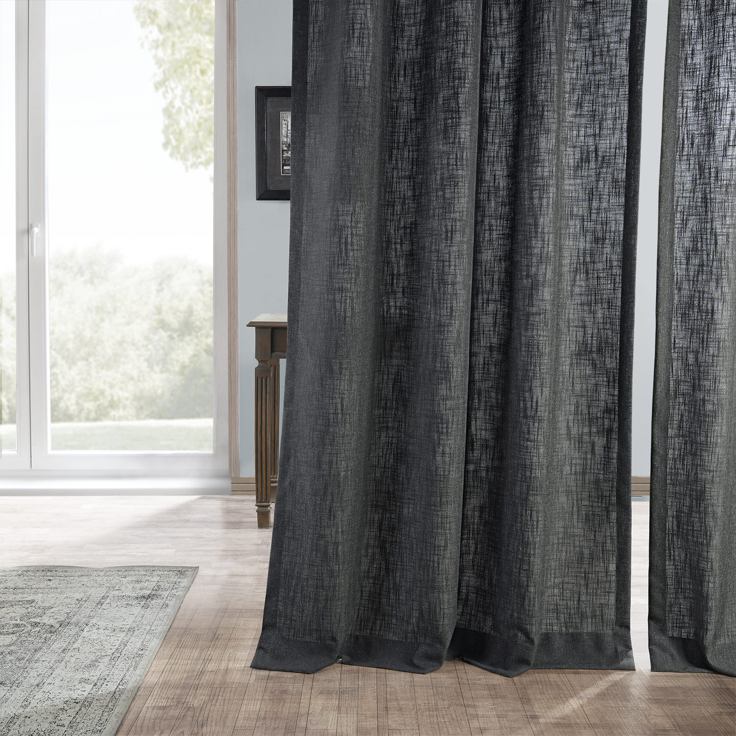 Slate Grey Heavy Faux Linen Curtain