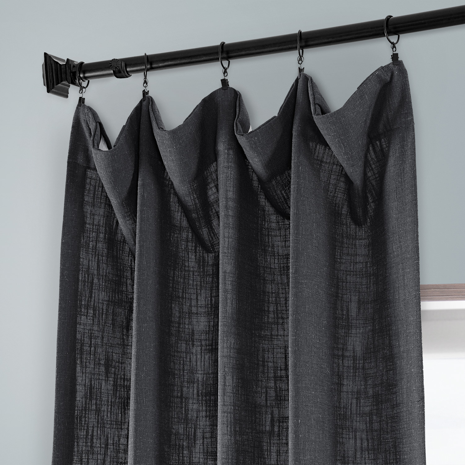 Slate Grey Heavy Faux Linen Curtain