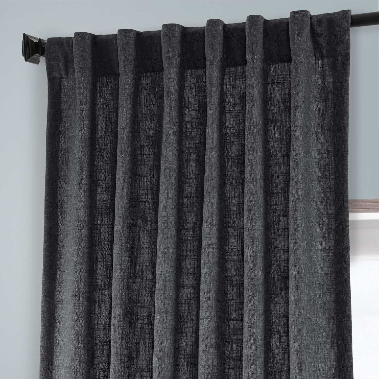 Slate Grey Heavy Faux Linen Curtain