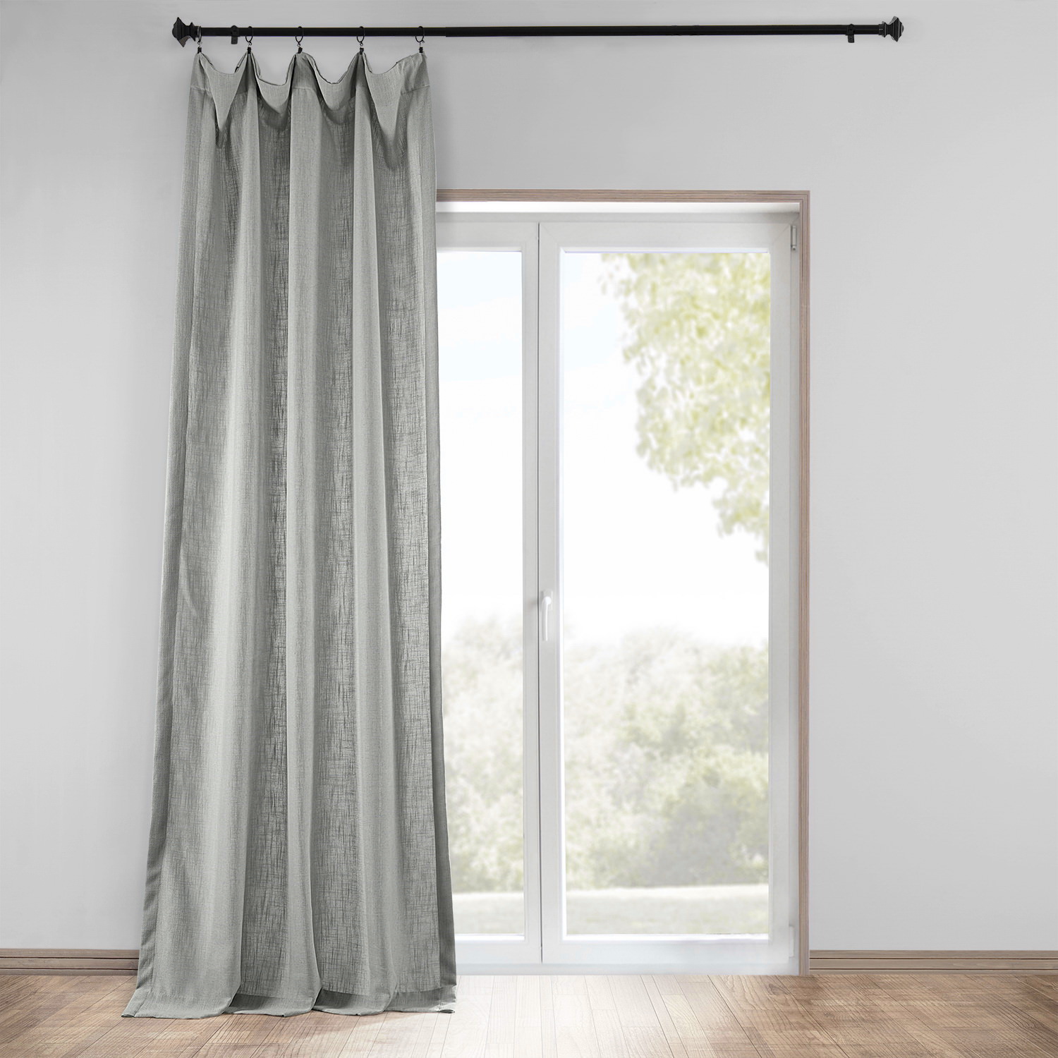 Ash Grey Heavy Faux Linen Curtain