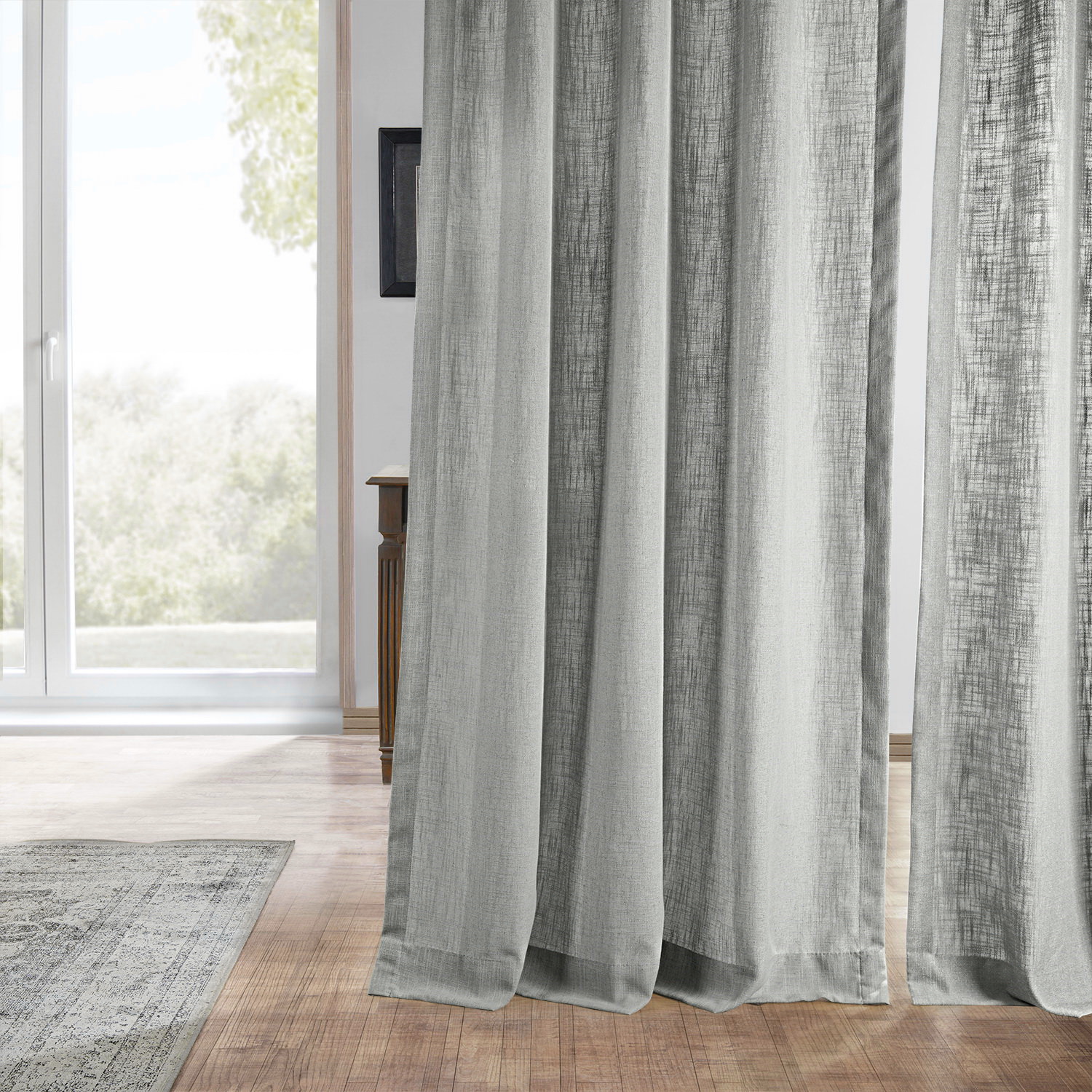 Ash Grey Heavy Faux Linen Curtain