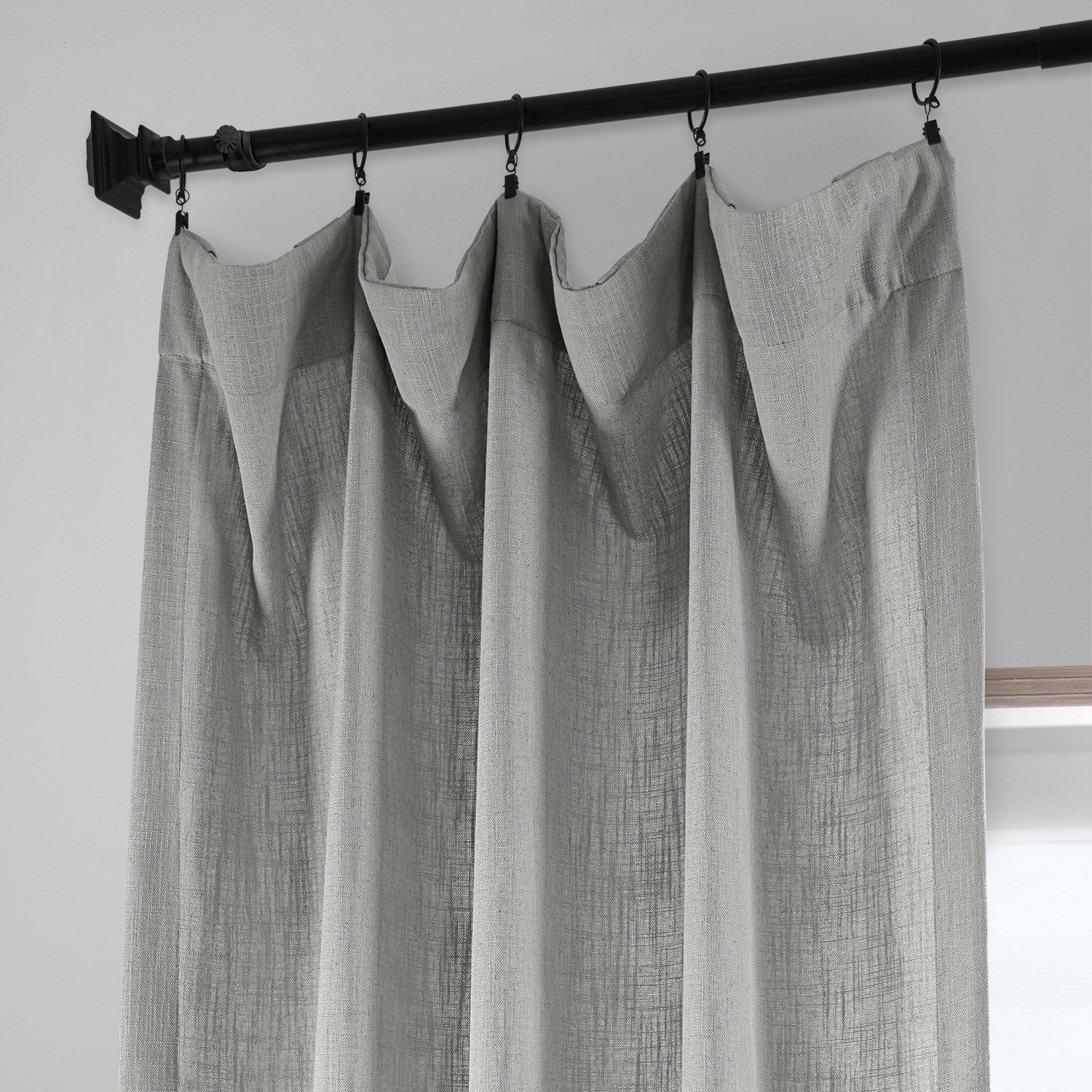 Ash Grey Heavy Faux Linen Curtain