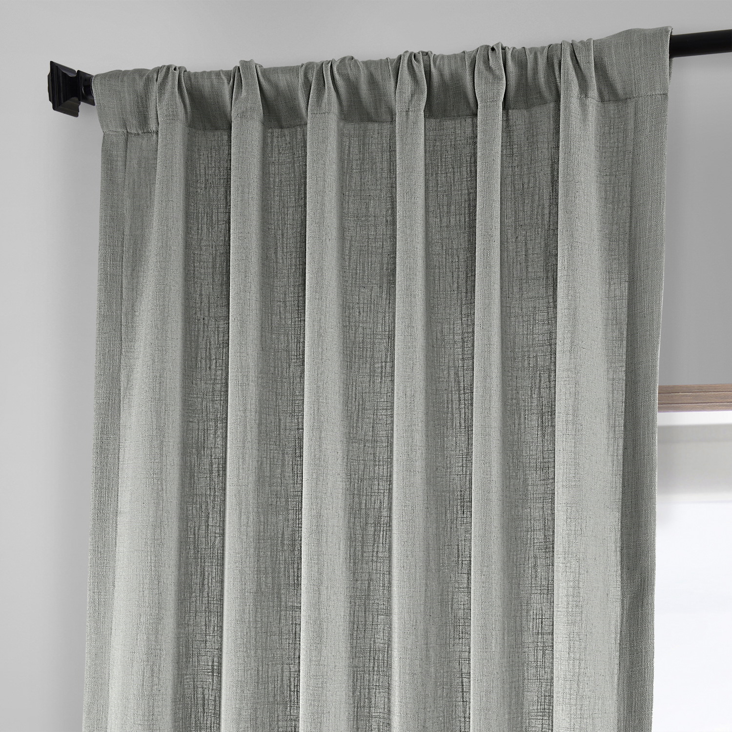 Ash Grey Heavy Faux Linen Curtain