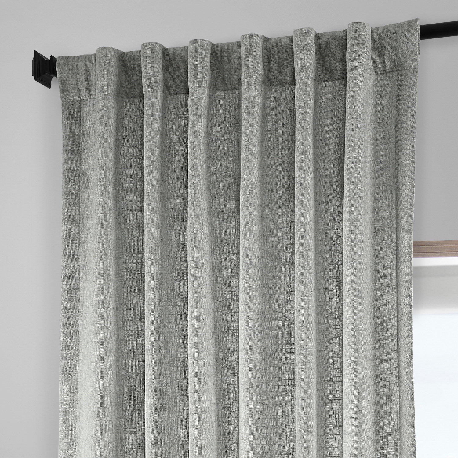 Ash Grey Heavy Faux Linen Curtain