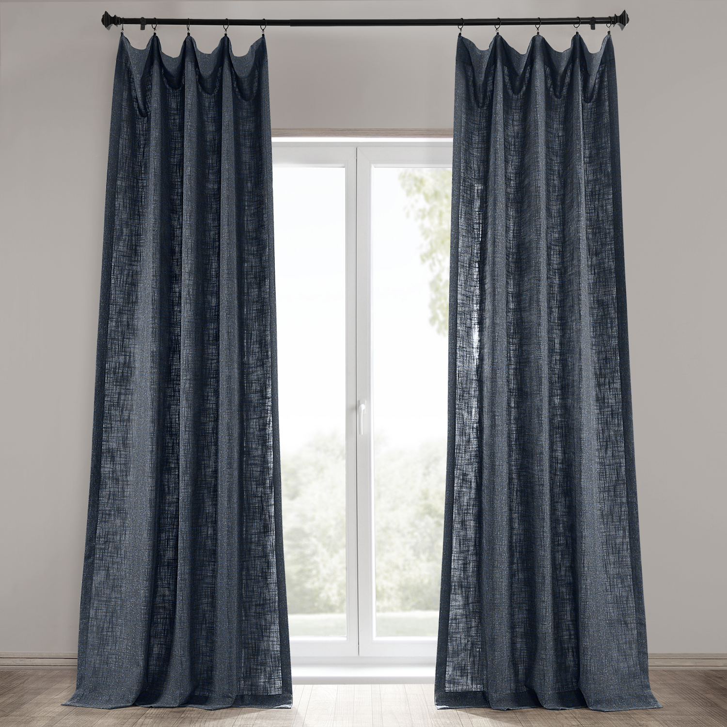 British Navy Heavy Faux Linen Curtain