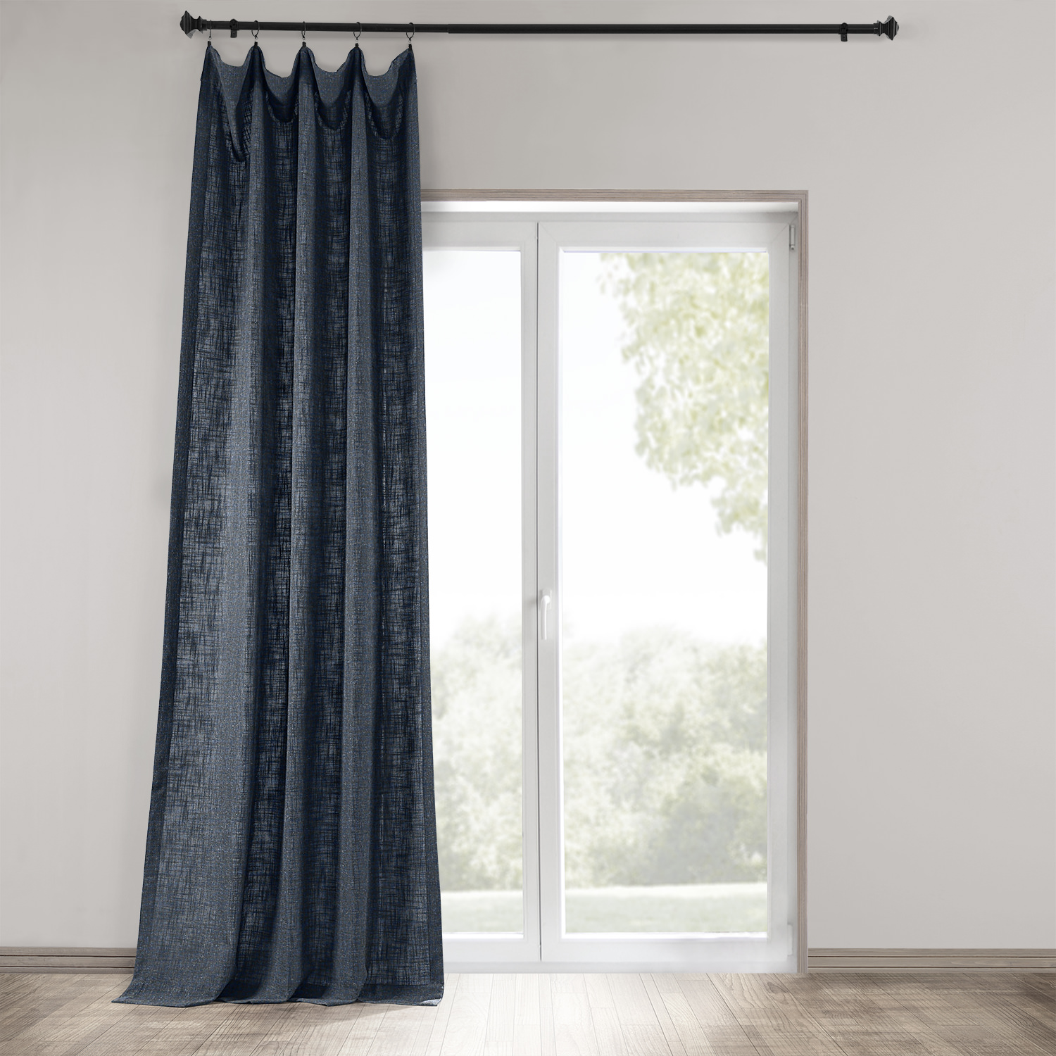 British Navy Heavy Faux Linen Curtain