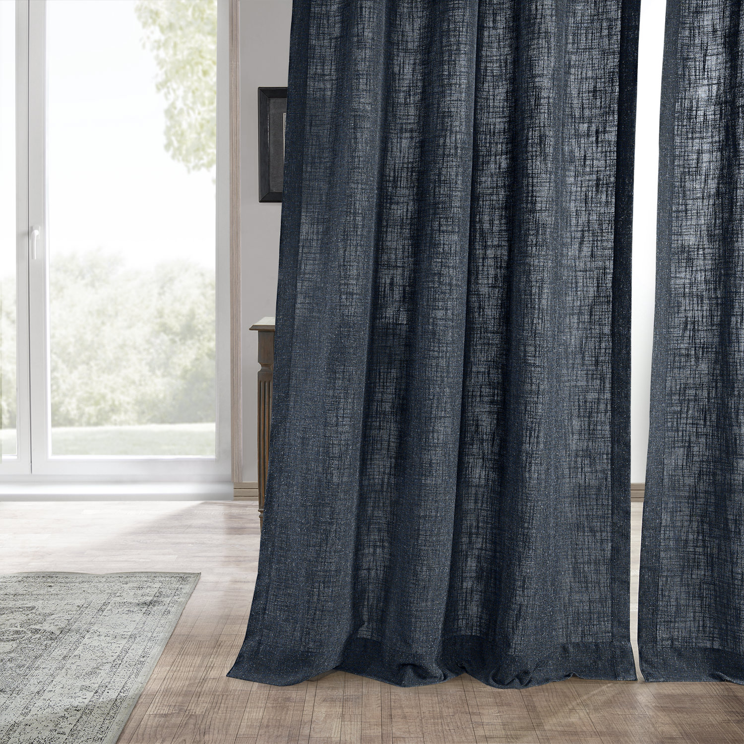 British Navy Heavy Faux Linen Curtain