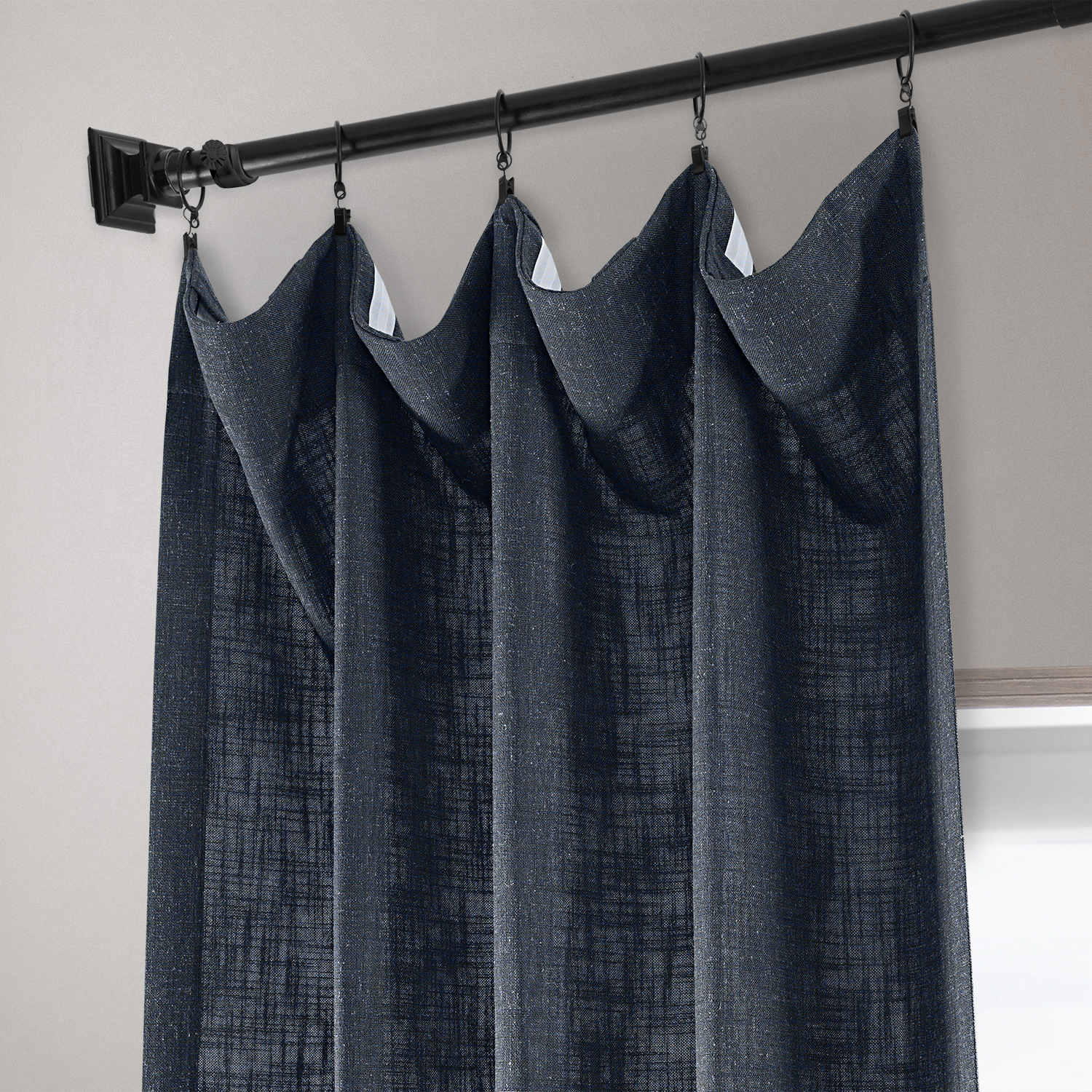 British Navy Heavy Faux Linen Curtain