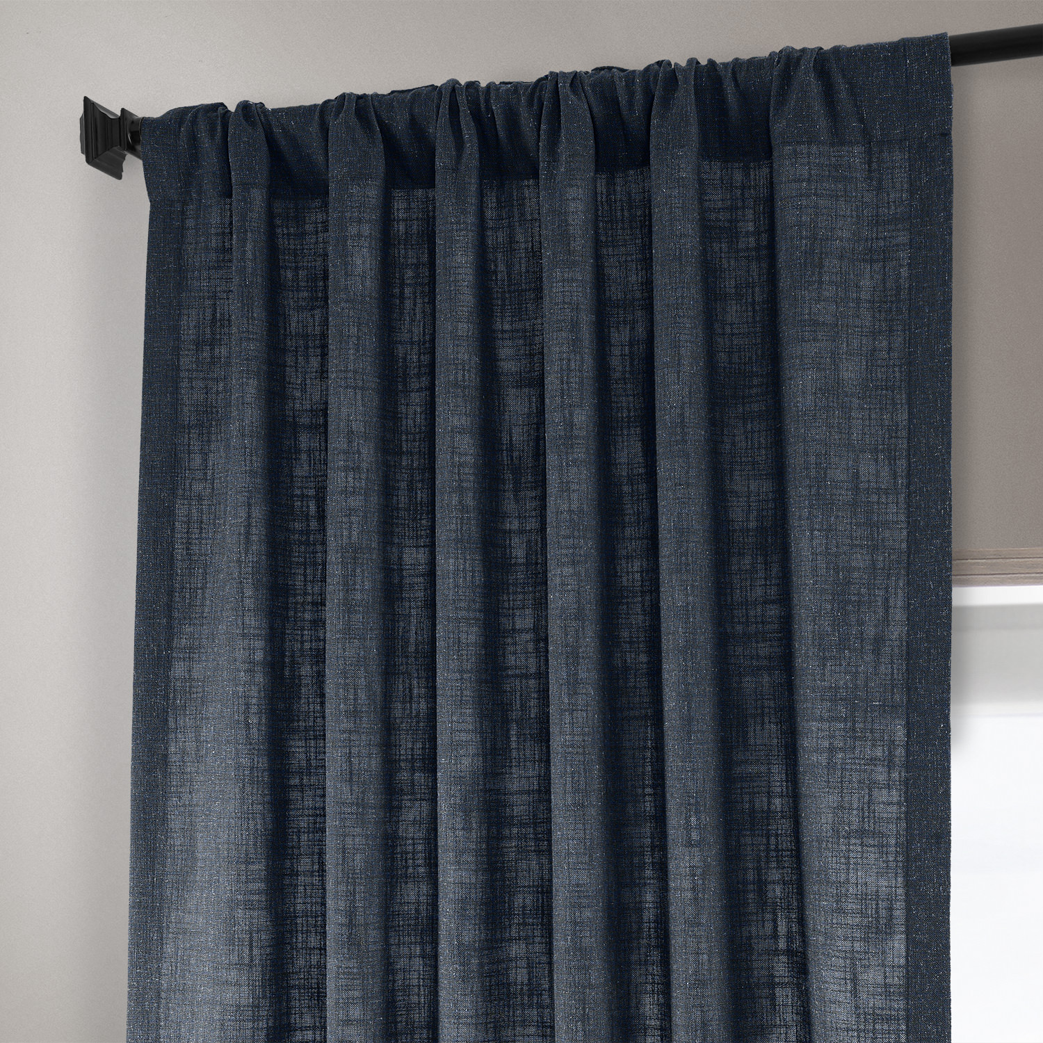 British Navy Heavy Faux Linen Curtain