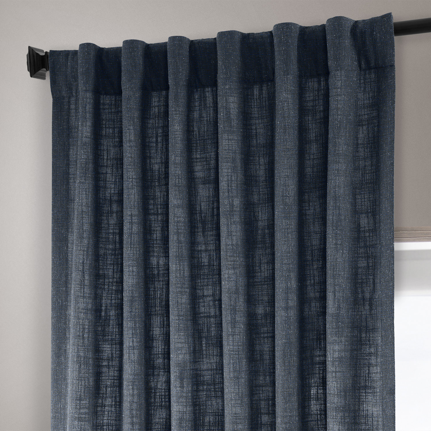 British Navy Heavy Faux Linen Curtain