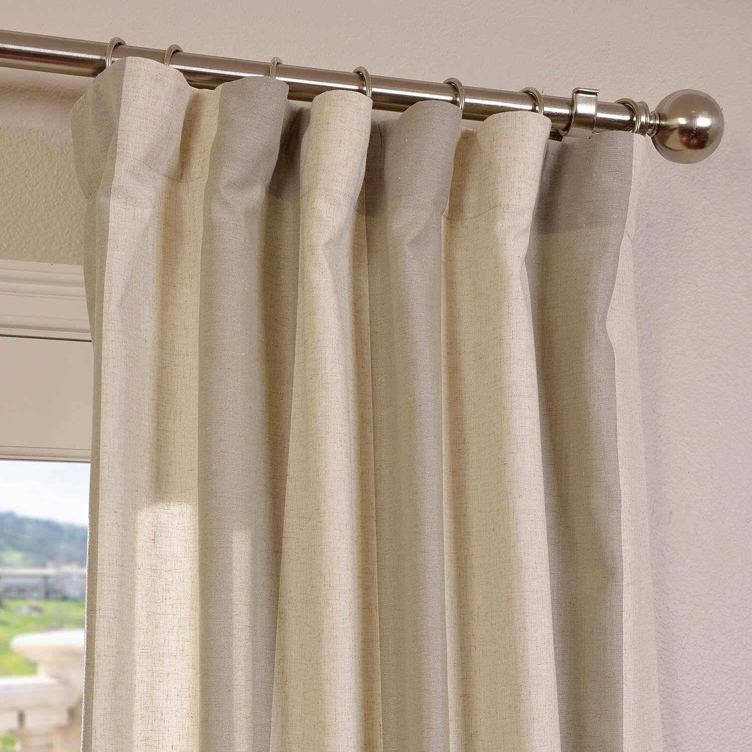 Del Mar Stone Linen Blend Stripe Curtain