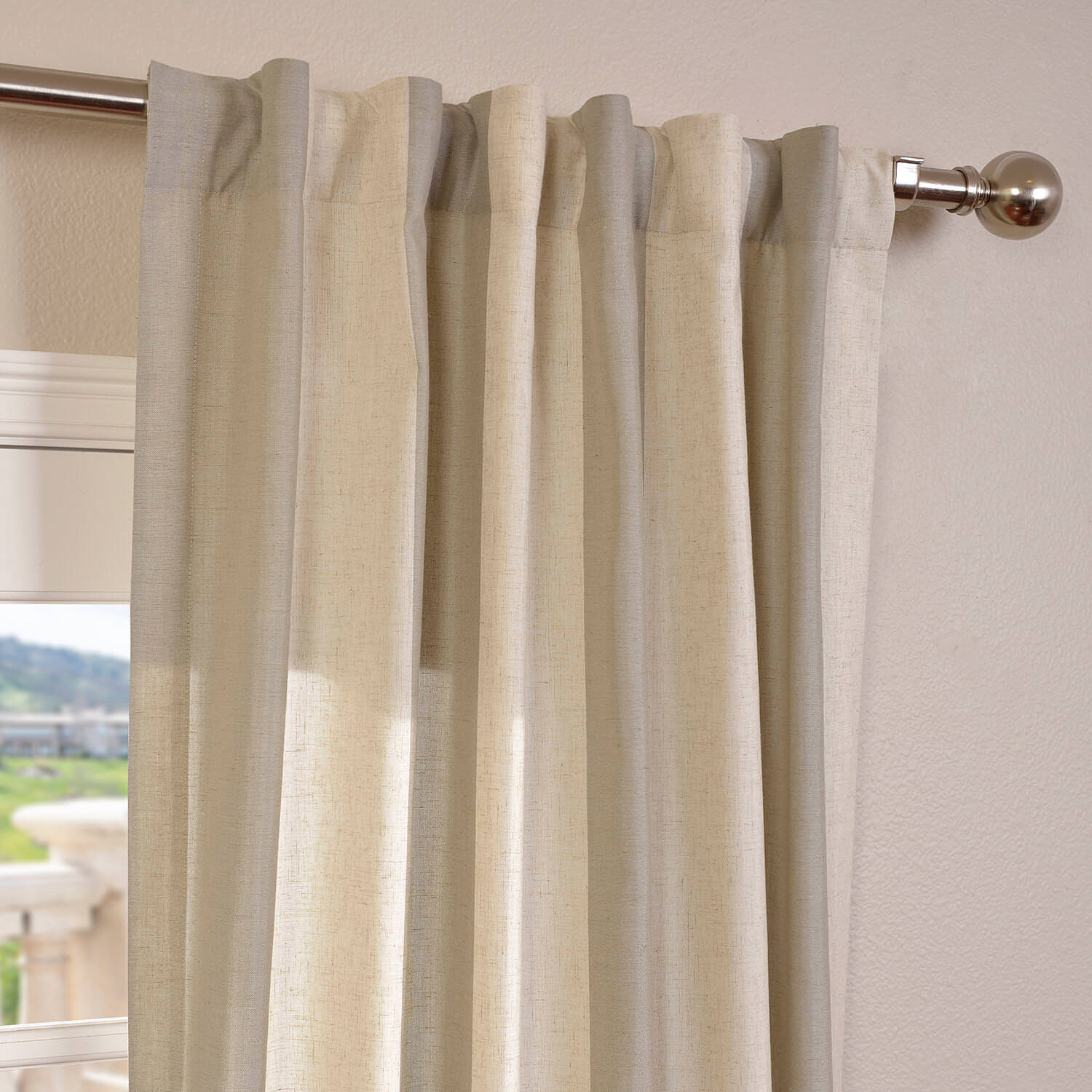 Del Mar Stone Linen Blend Stripe Curtain