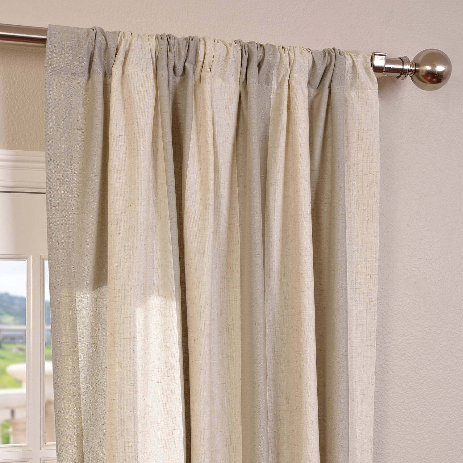 Del Mar Stone Linen Blend Stripe Curtain