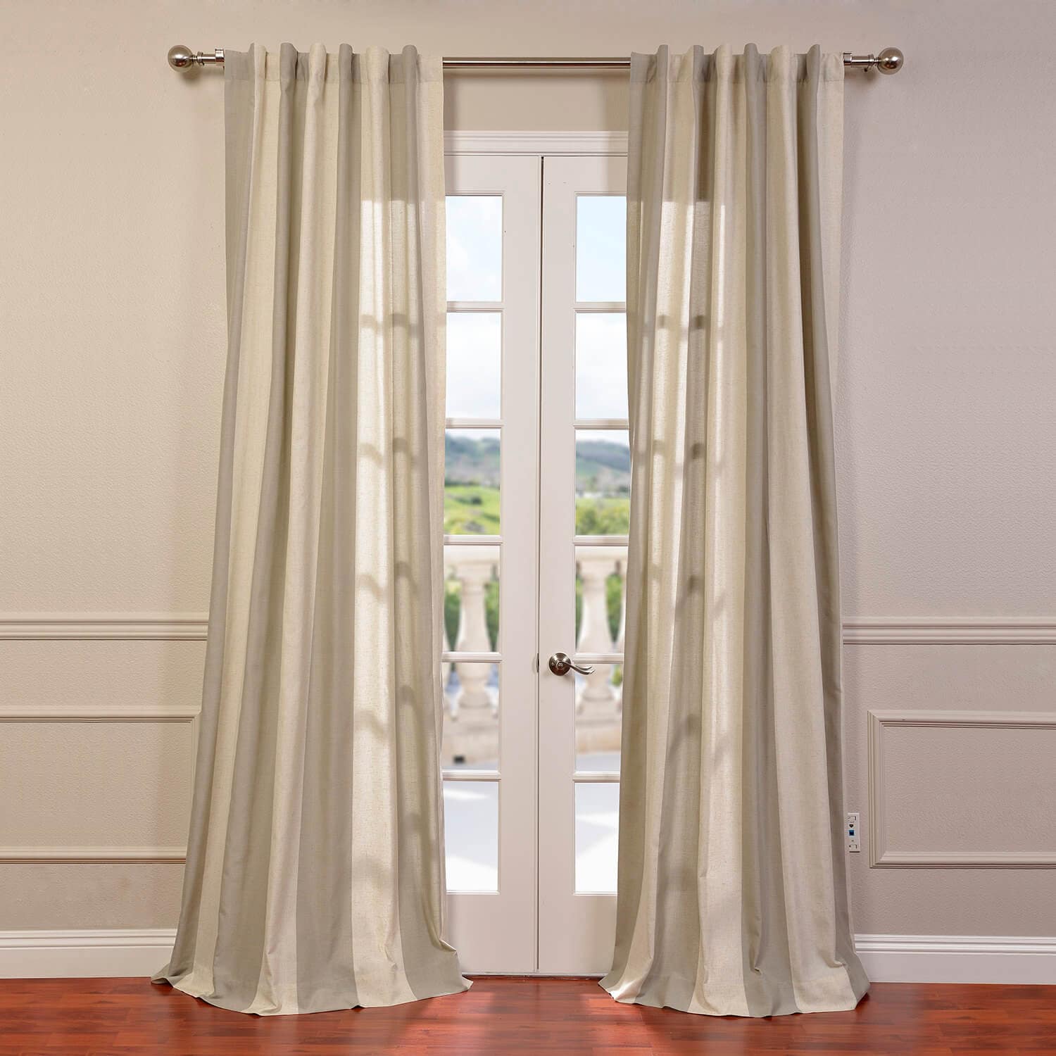 Del Mar Stone Linen Blend Stripe Curtain