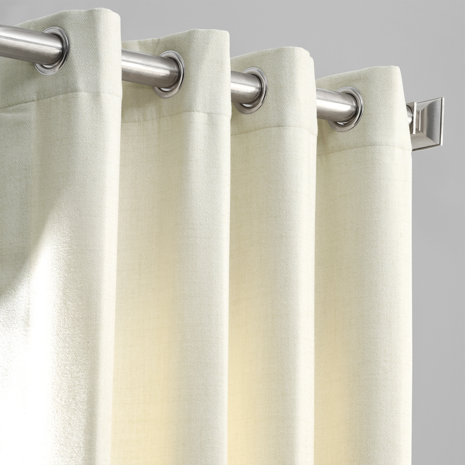 Creamy Ivory Thermal Room Darkening Heathered Italian Woolen Weave Grommet Curtain