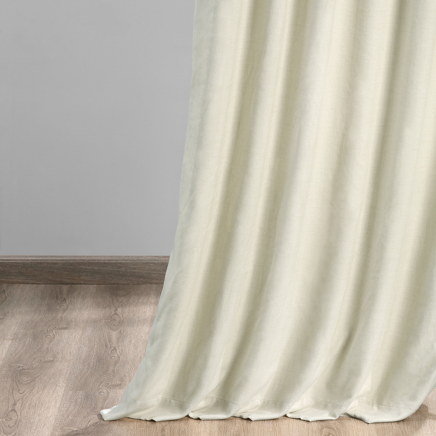 Creamy Ivory Thermal Room Darkening Heathered Italian Woolen Weave Grommet Curtain