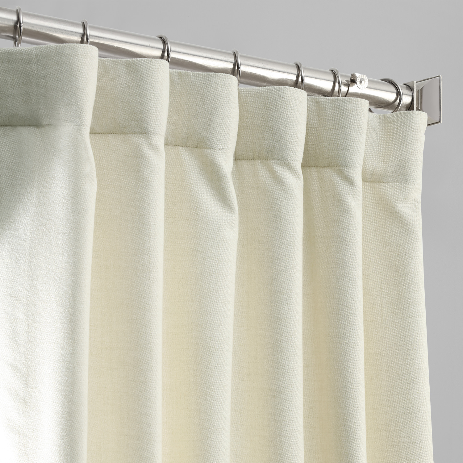 Creamy Ivory Thermal Room Darkening Heathered Italian Woolen Weave Curtain