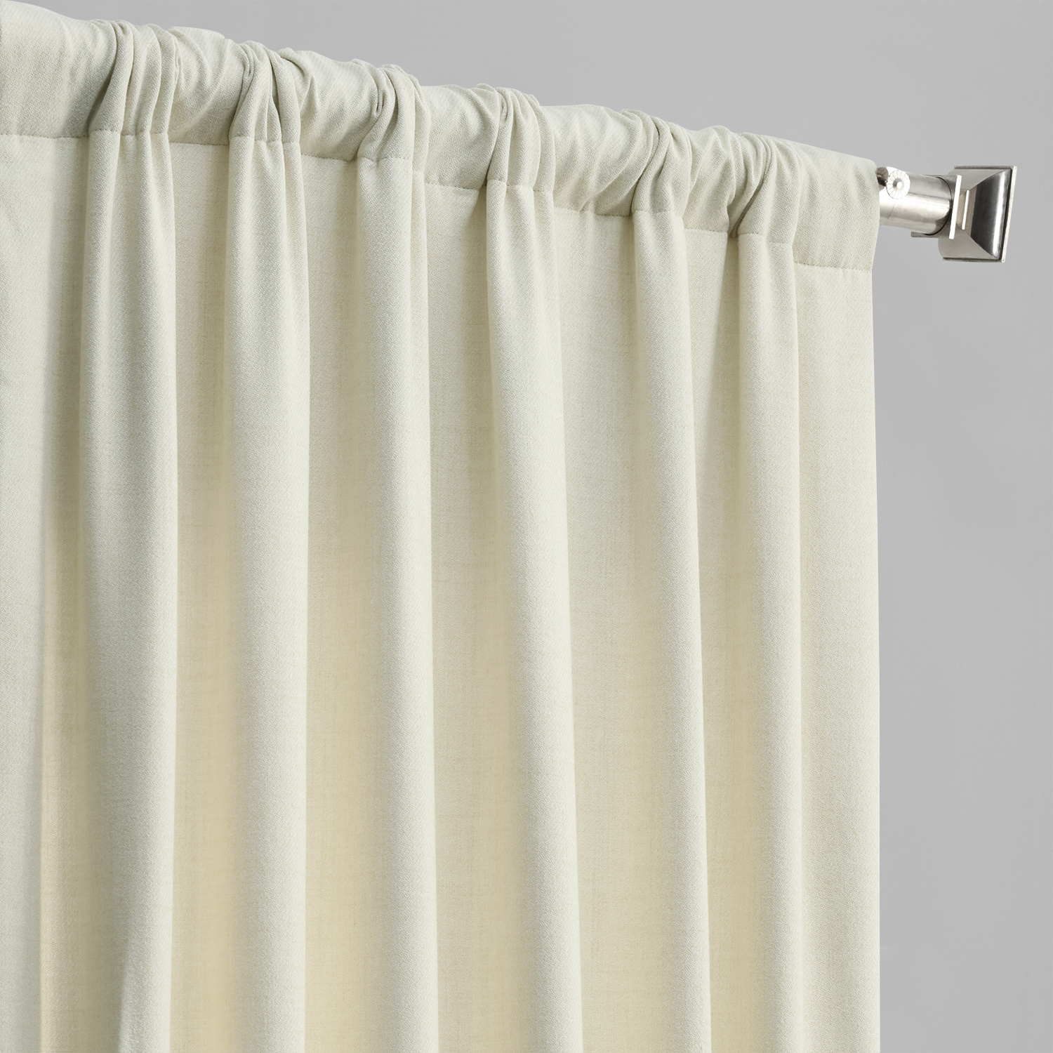 Creamy Ivory Thermal Room Darkening Heathered Italian Woolen Weave Curtain