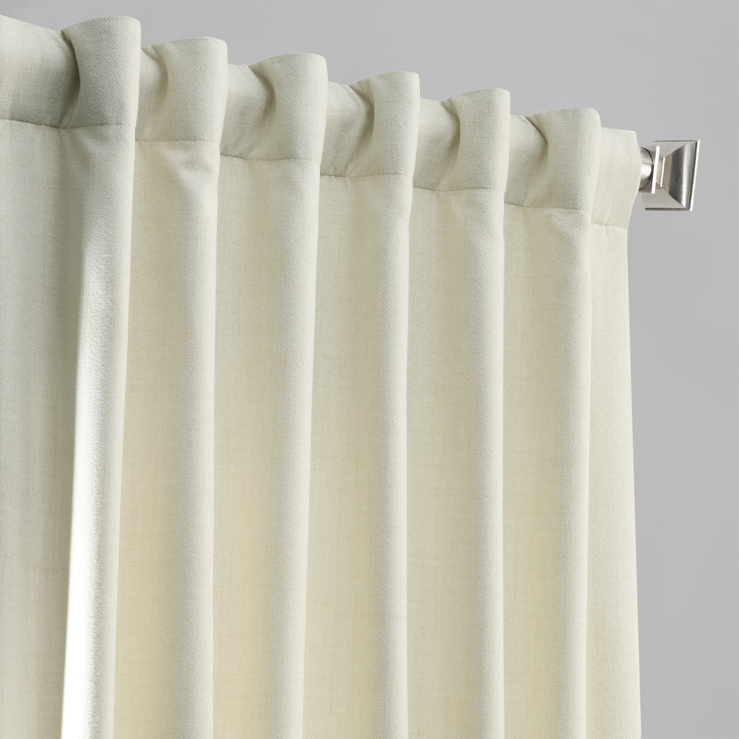 Creamy Ivory Thermal Room Darkening Heathered Italian Woolen Weave Curtain