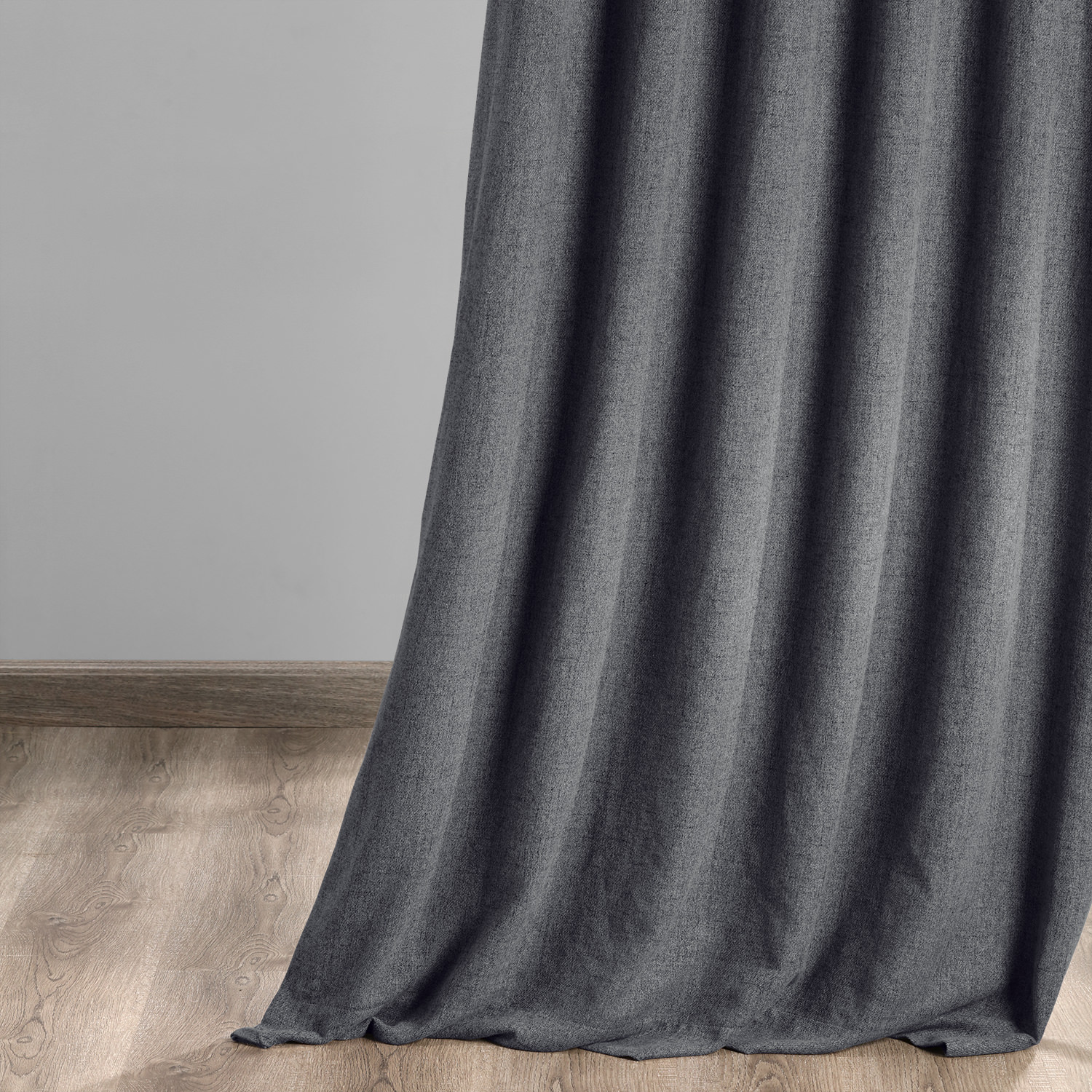 Modern Grey Thermal Room Darkening Heathered Italian Woolen Weave Grommet Curtain