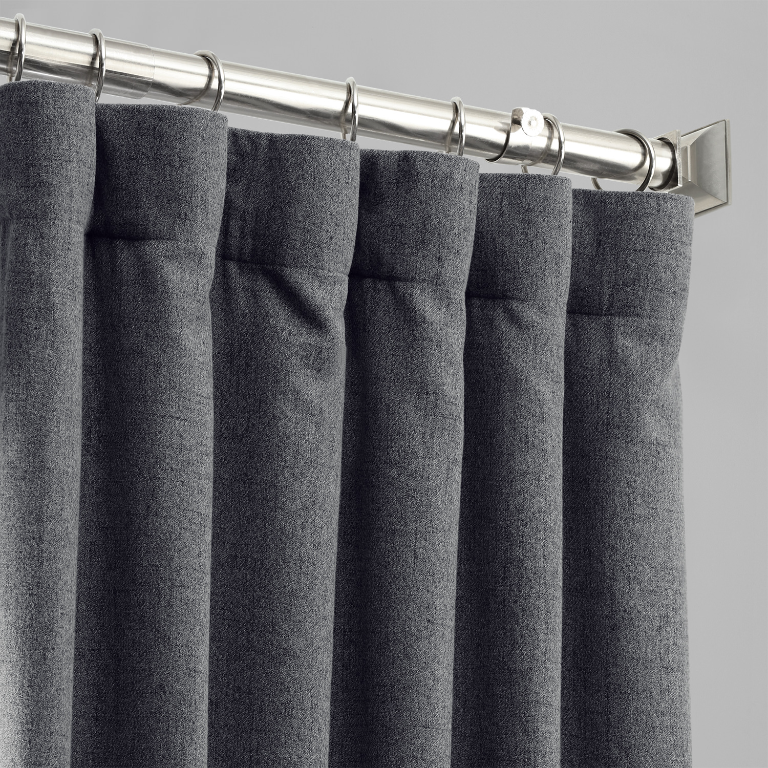 Modern Grey Thermal Room Darkening Heathered Italian Woolen Weave Curtain