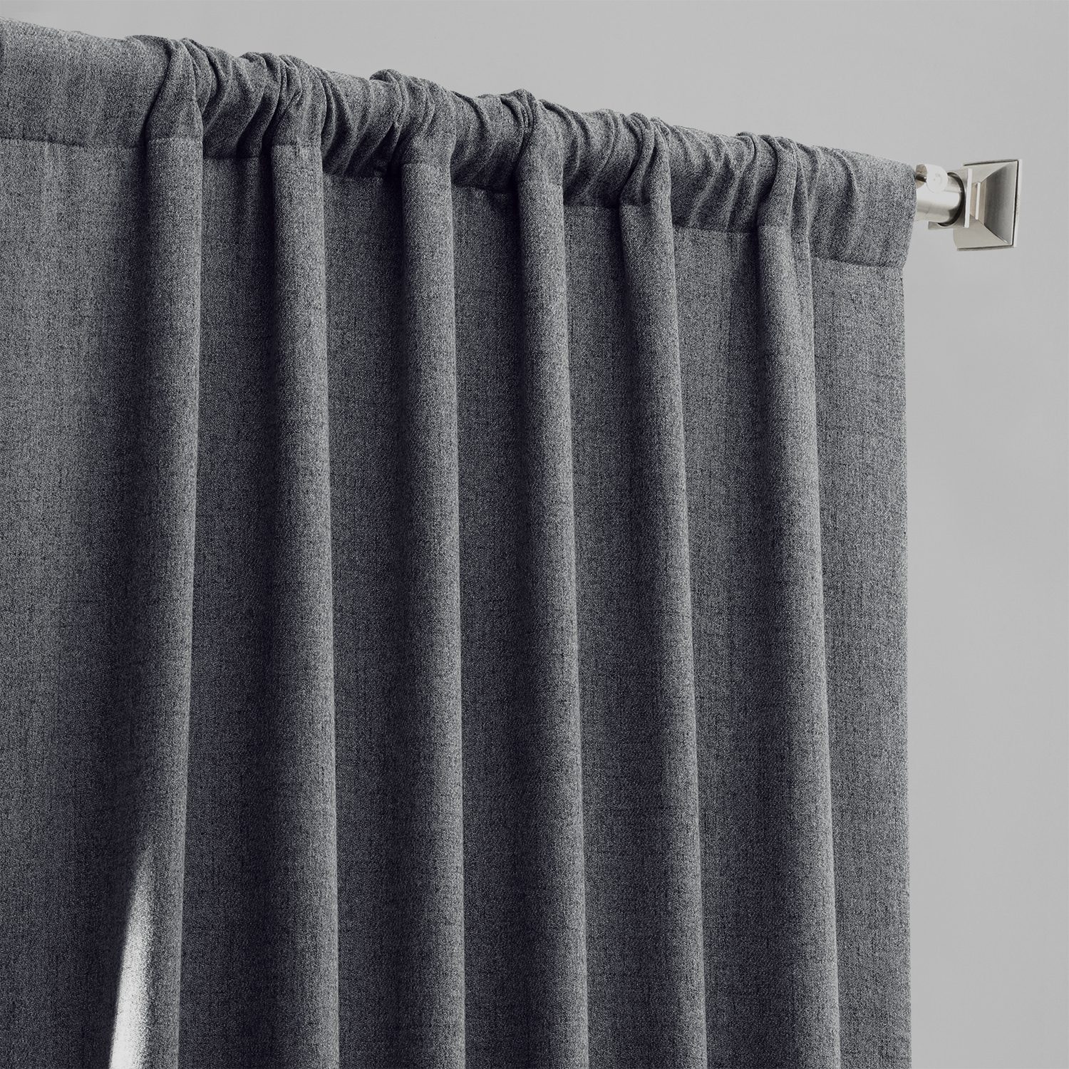 Modern Grey Thermal Room Darkening Heathered Italian Woolen Weave Curtain