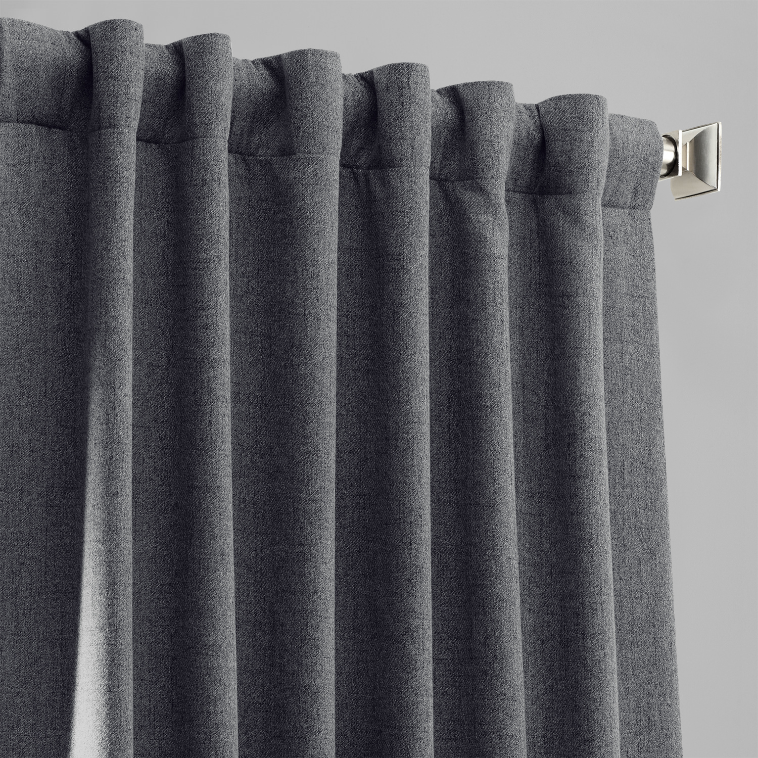 Modern Grey Thermal Room Darkening Heathered Italian Woolen Weave Curtain