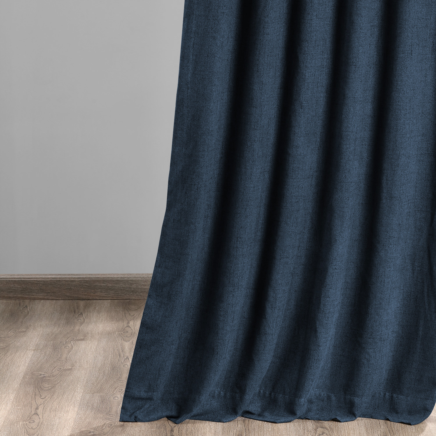 Dark Denim Blue Thermal Room Darkening Heathered Italian Woolen Weave Grommet Curtain