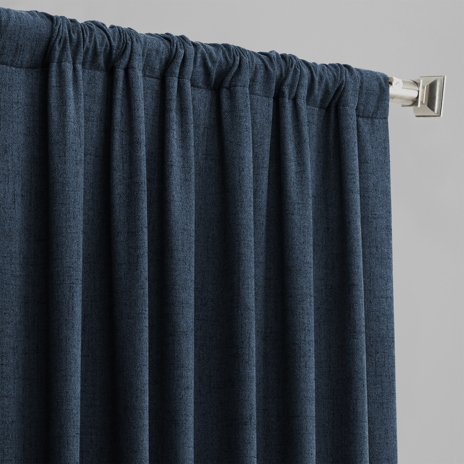 Dark Denim Blue Thermal Room Darkening Heathered Italian Woolen Weave Curtain