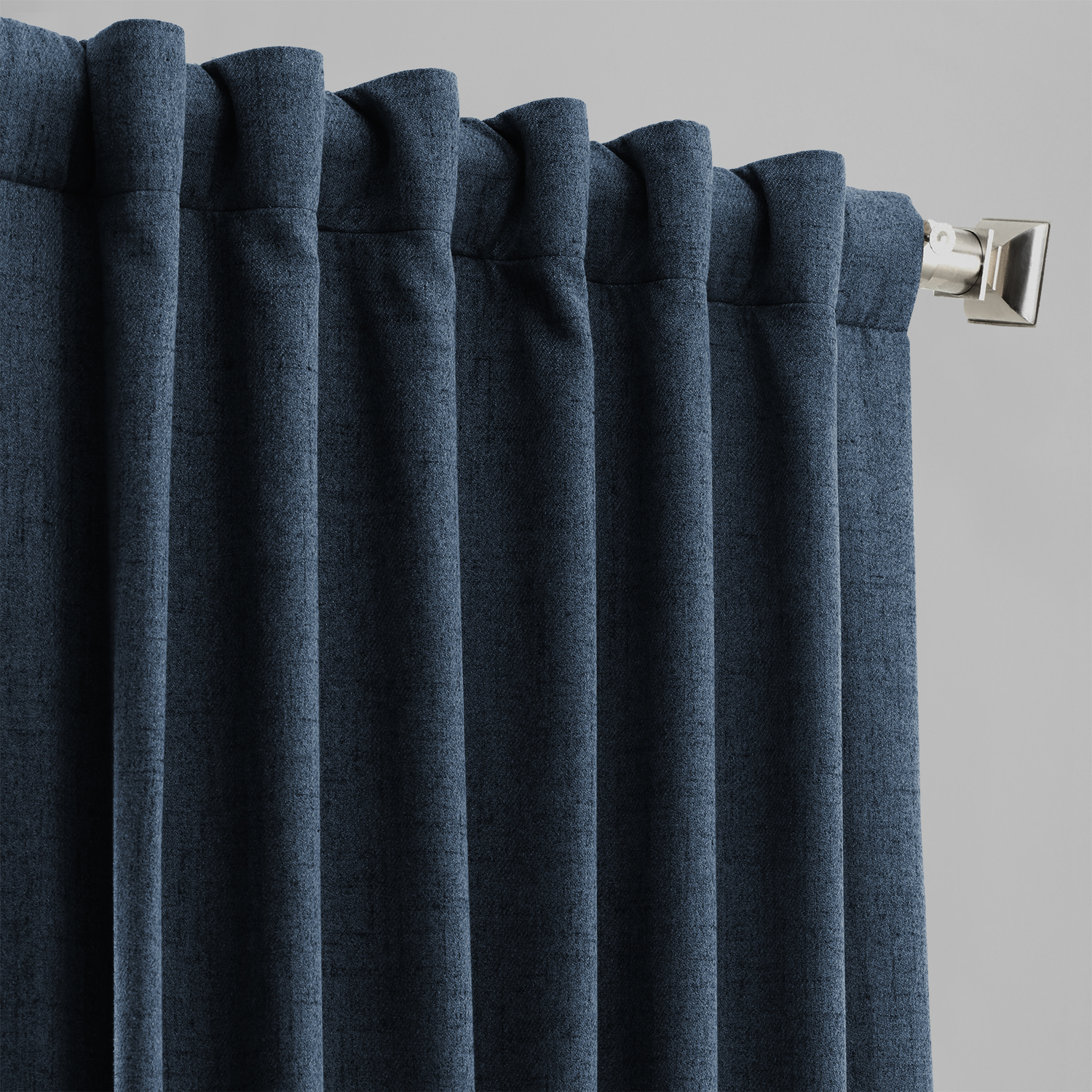 Dark Denim Blue Thermal Room Darkening Heathered Italian Woolen Weave Curtain