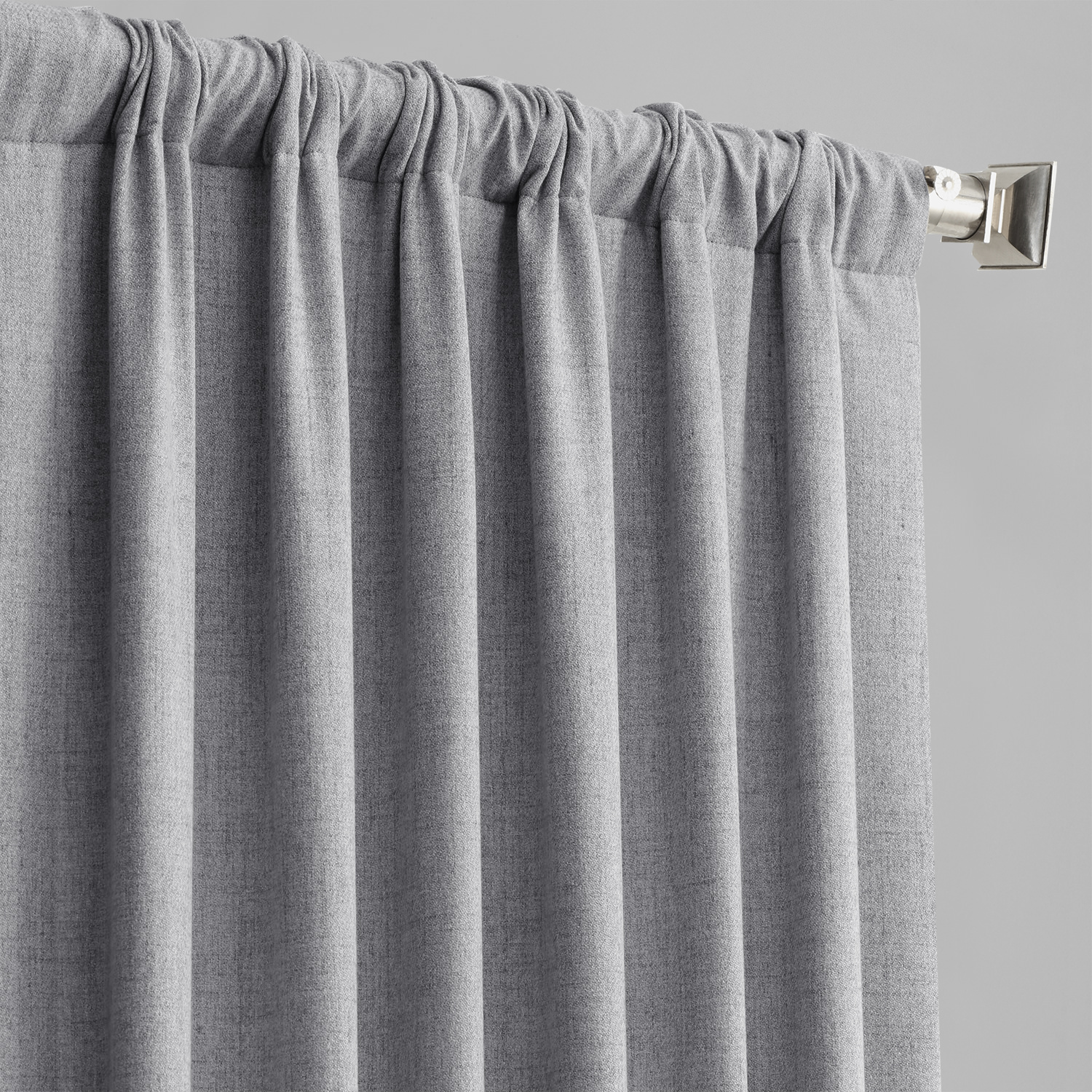 Steely Grey Thermal Room Darkening Heathered Italian Woolen Weave Curtain