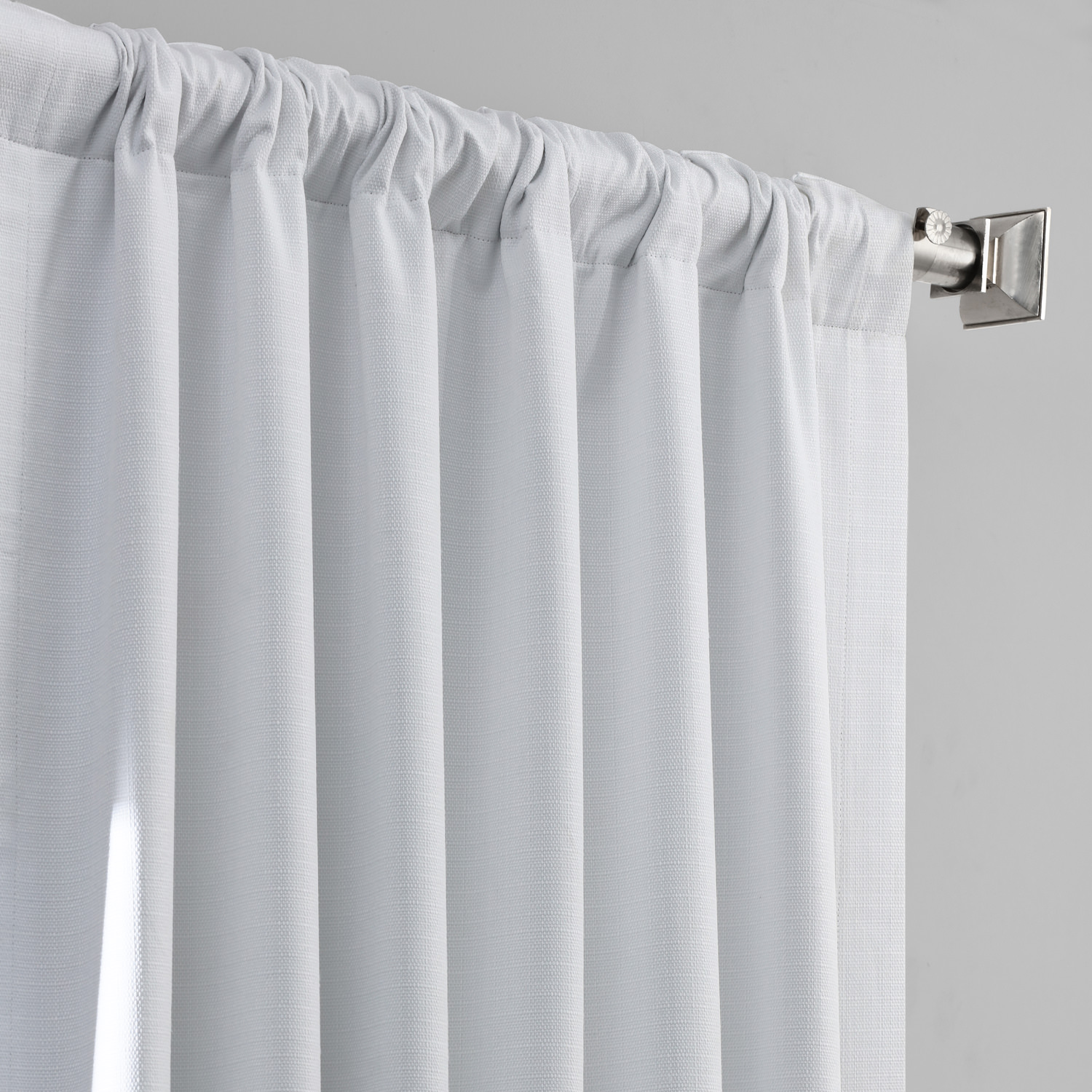 White Italian Textured Faux Linen Hotel Blackout Curtain