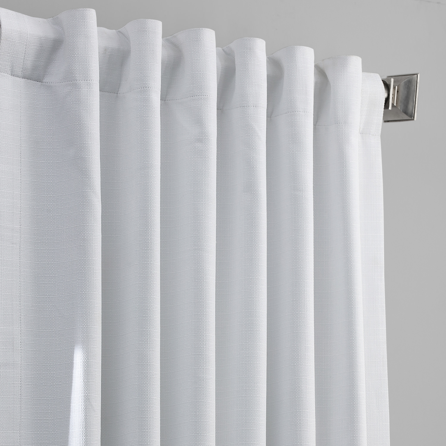 White Italian Textured Faux Linen Hotel Blackout Curtain