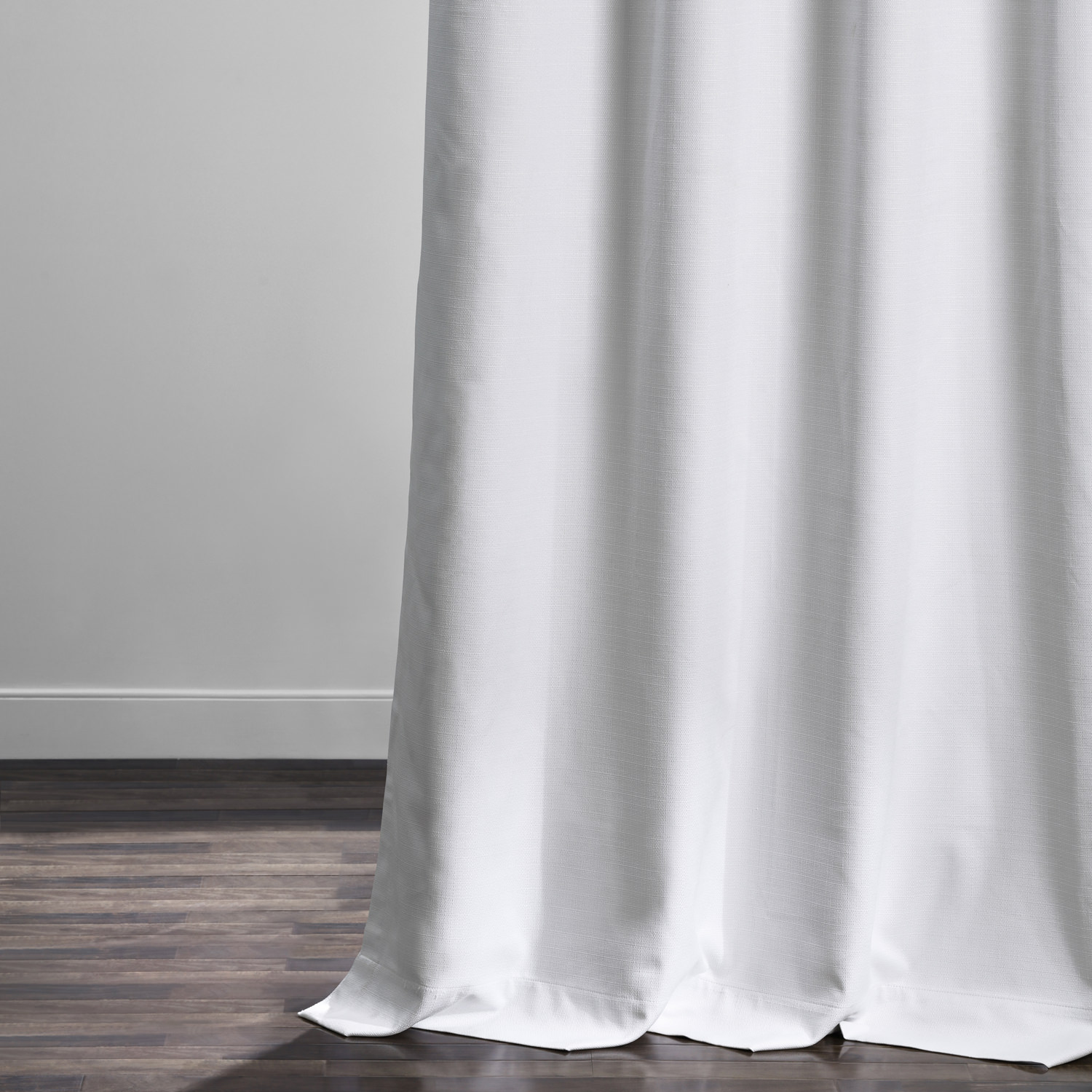 White Italian Textured Faux Linen Hotel Blackout Curtain