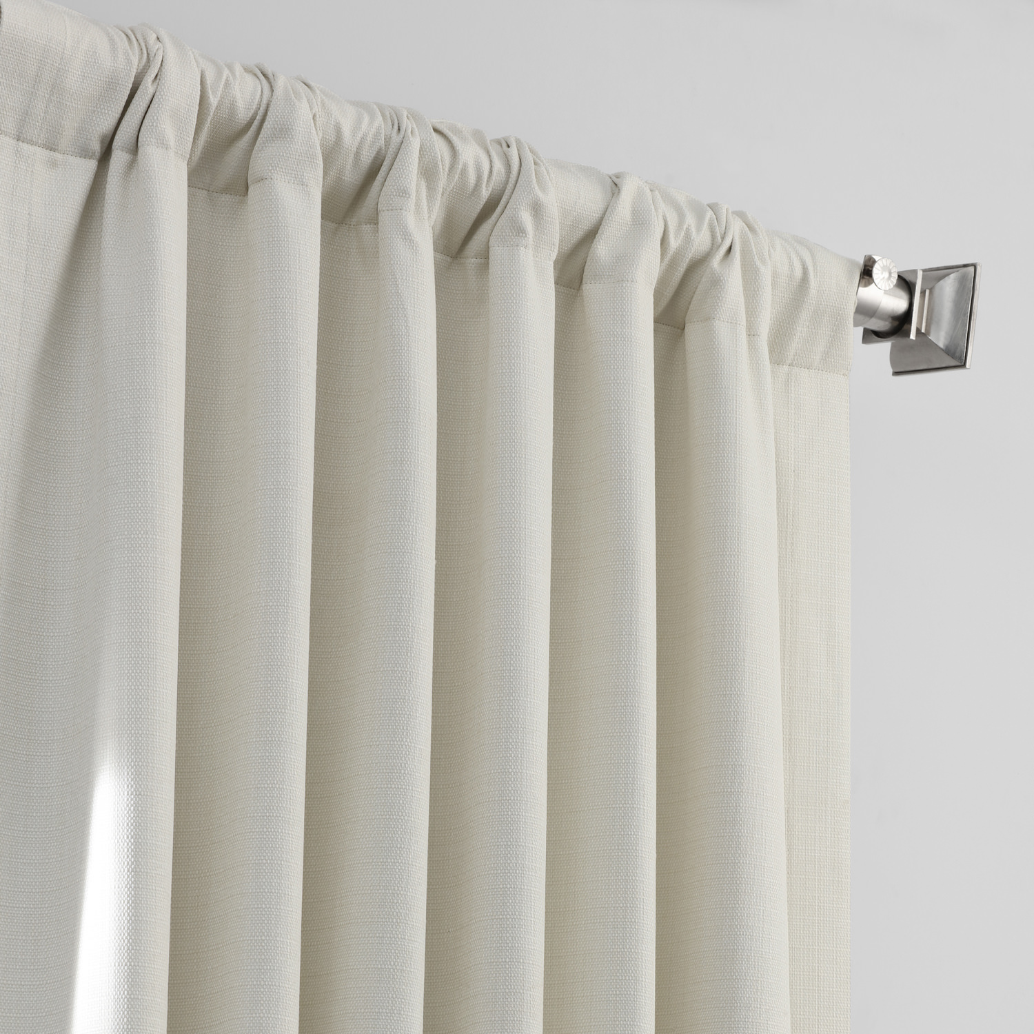 Ecru Italian Textured Faux Linen Hotel Blackout Curtain