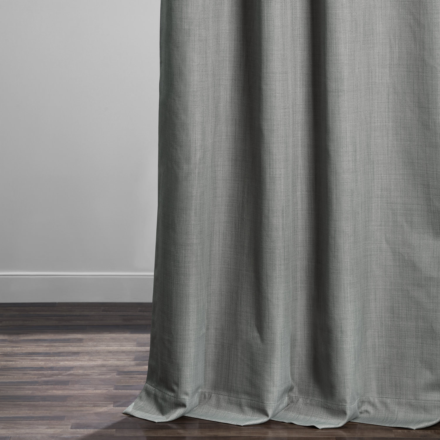 Pebble Grey Italian Textured Faux Linen Hotel Blackout Grommet Curtain