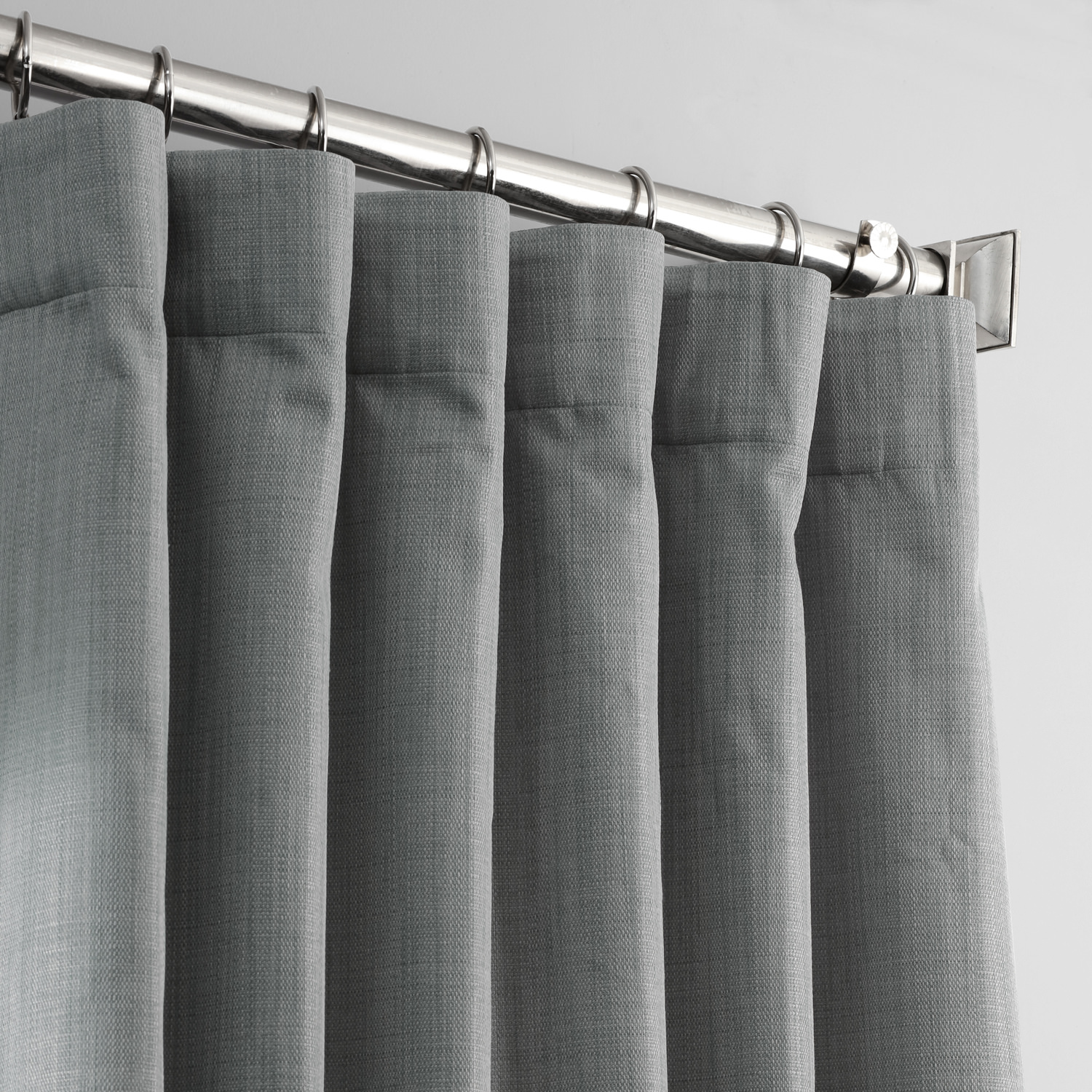 Pebble Grey Italian Textured Faux Linen Hotel Blackout Curtain