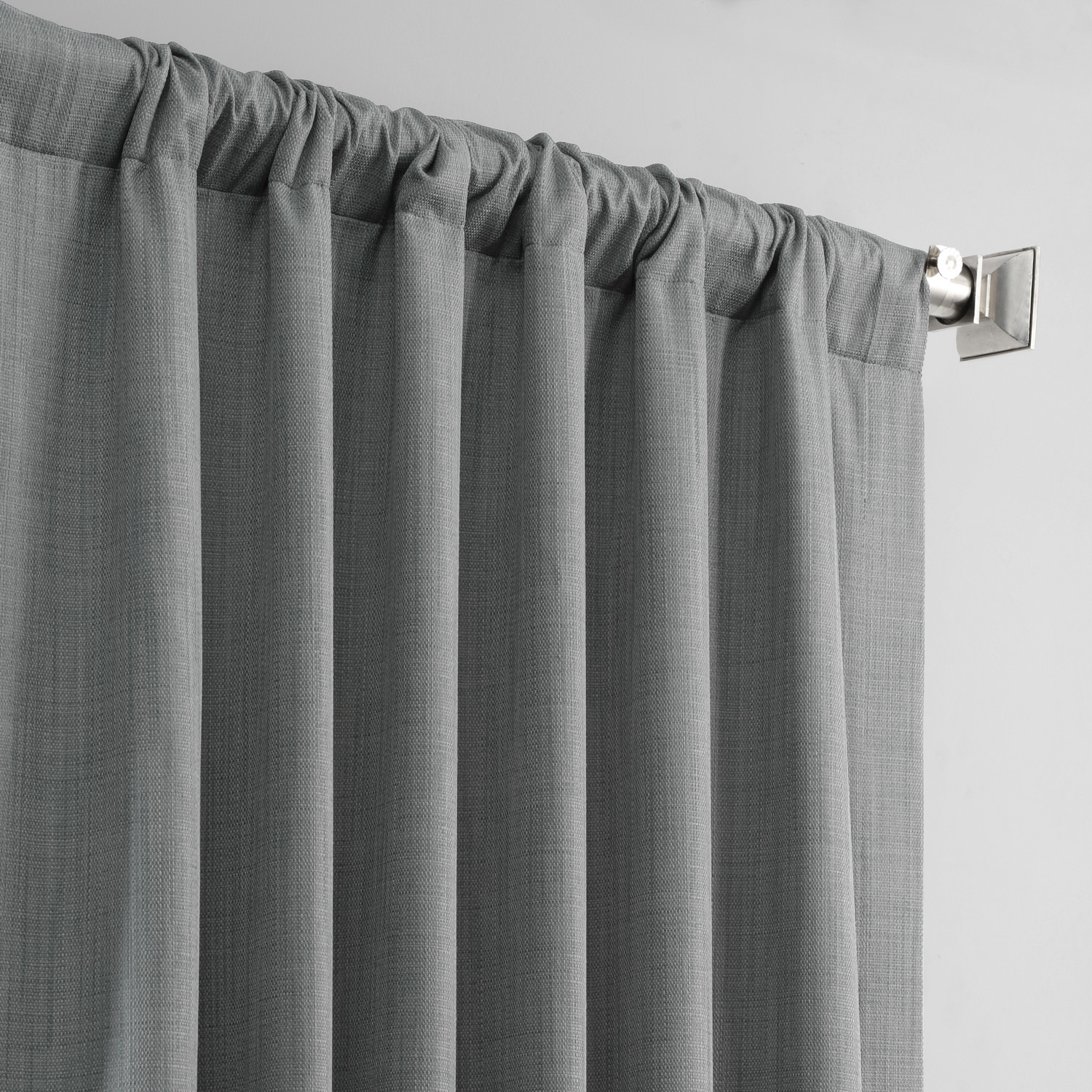 Pebble Grey Italian Textured Faux Linen Hotel Blackout Curtain