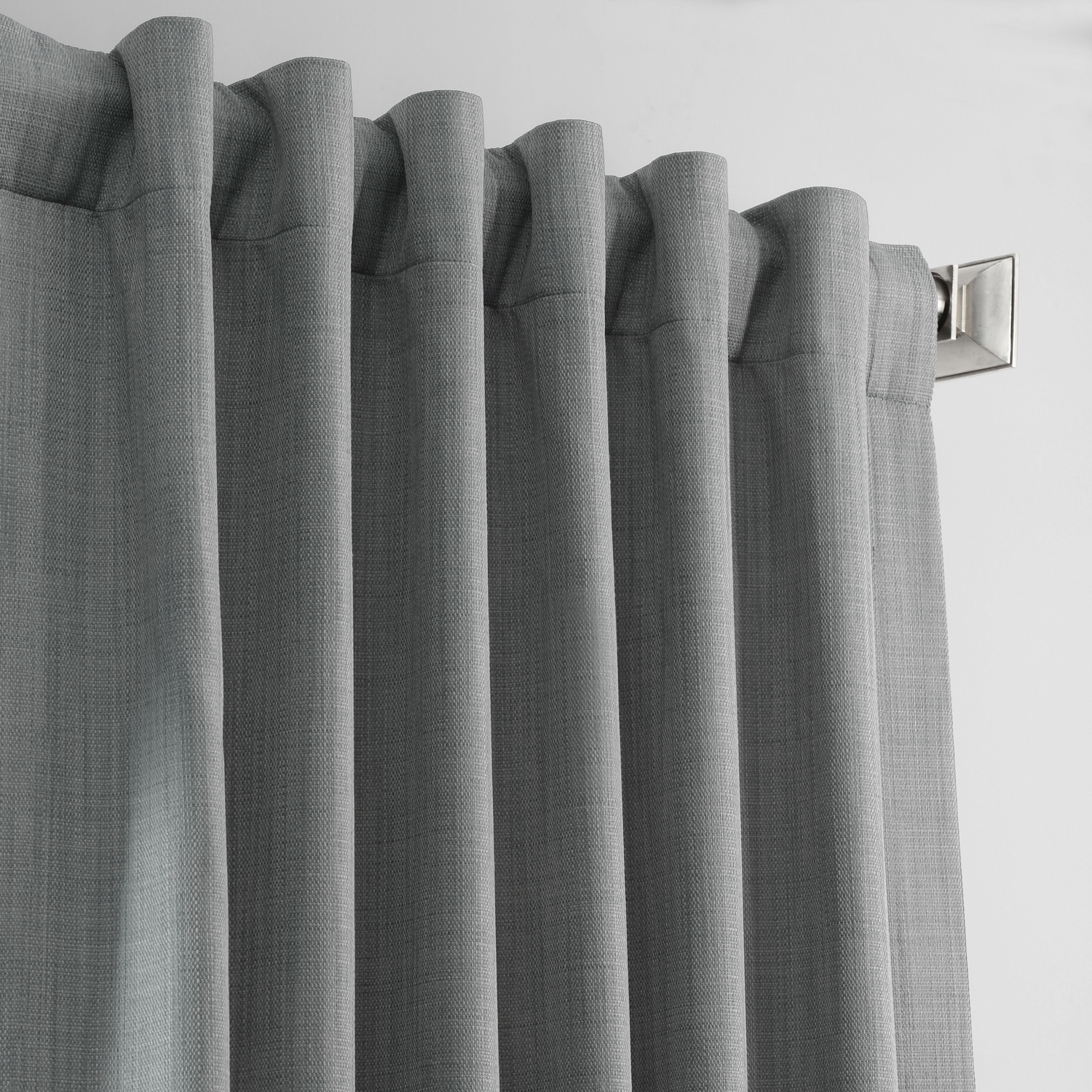 Pebble Grey Italian Textured Faux Linen Hotel Blackout Curtain