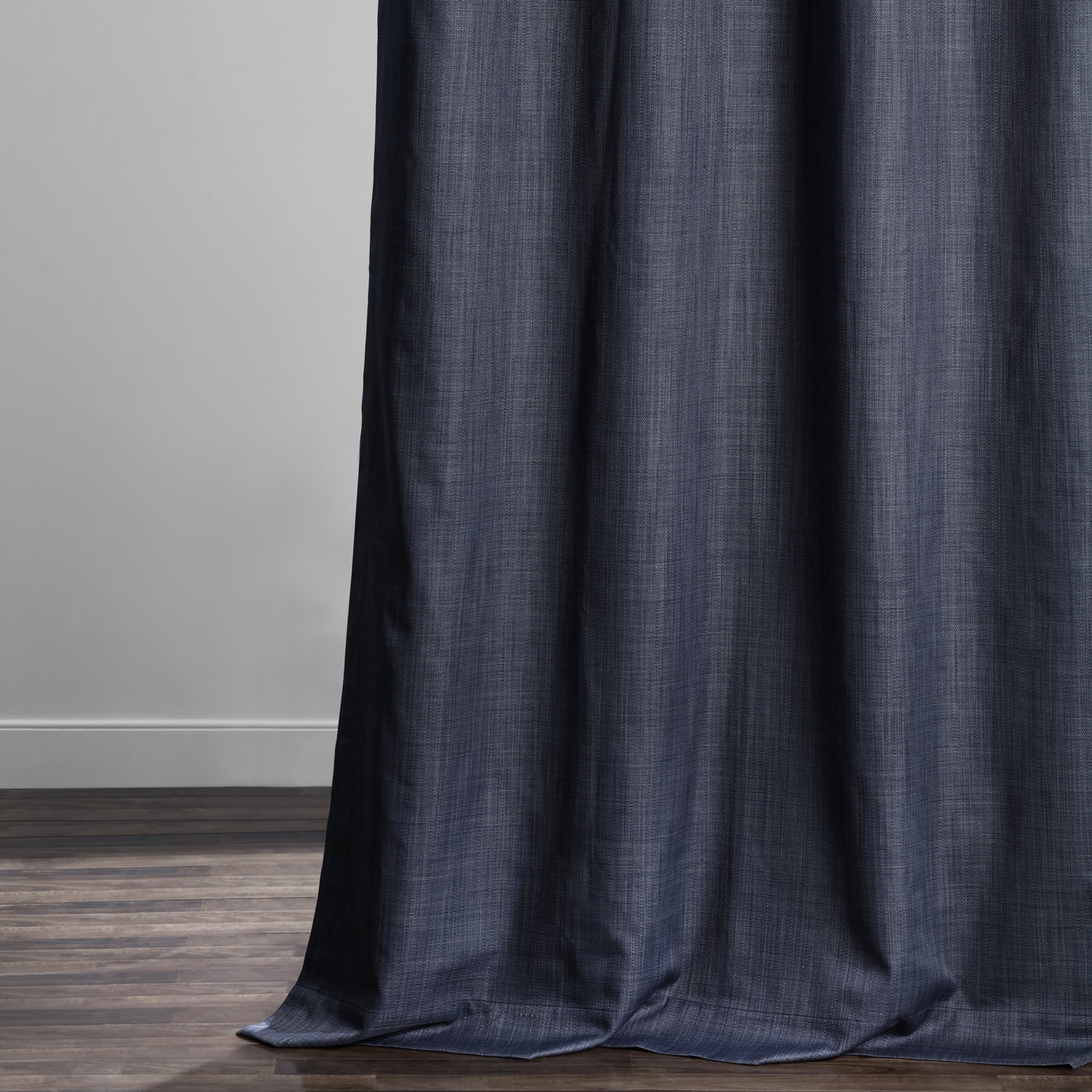 Pacific Blue Italian Textured Faux Linen Hotel Blackout Grommet Curtain