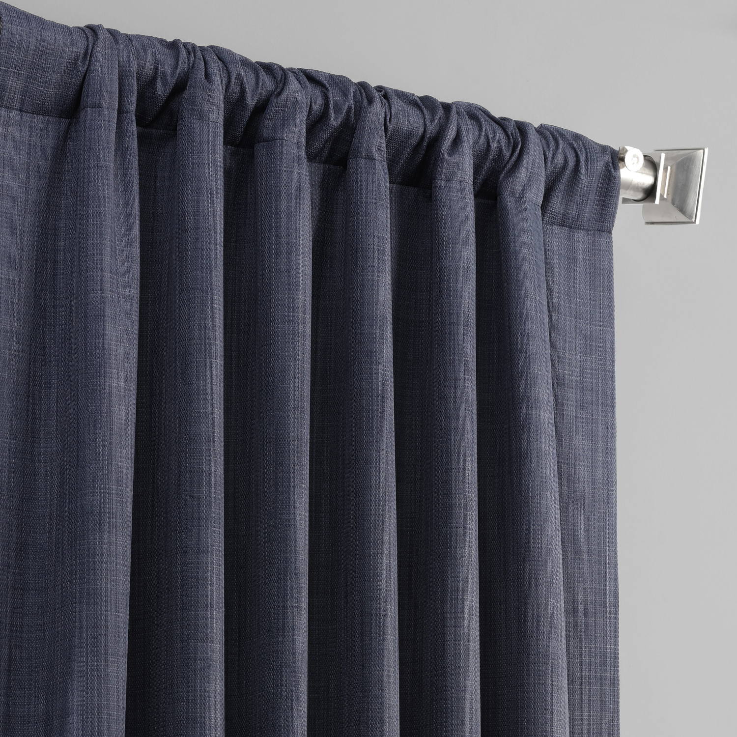 Pacific Blue Italian Textured Faux Linen Hotel Blackout Curtain