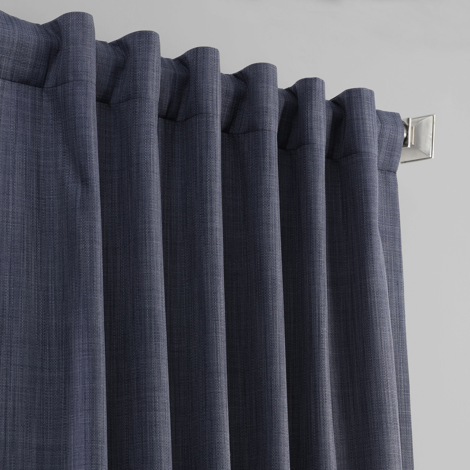 Pacific Blue Italian Textured Faux Linen Hotel Blackout Curtain