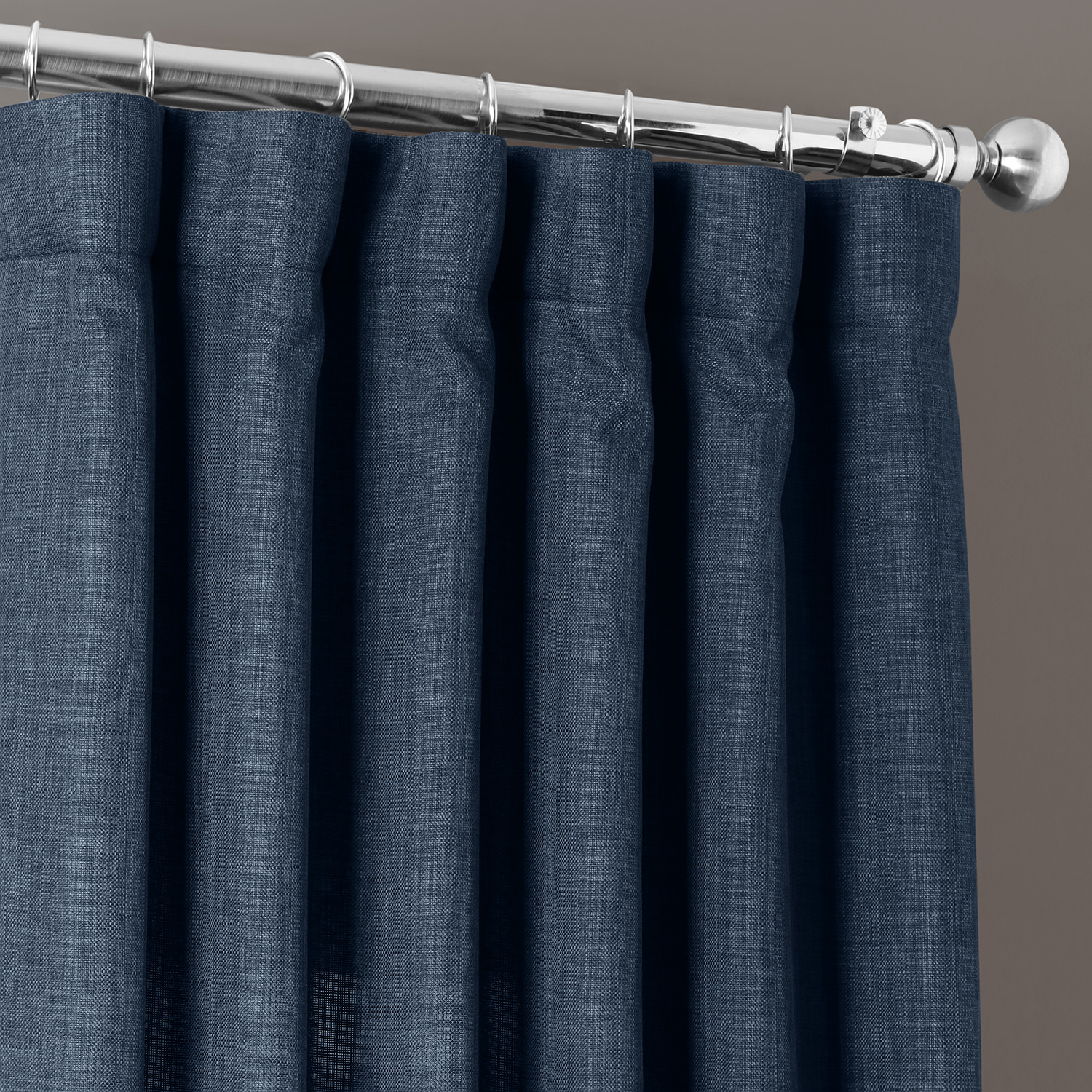 Sergeants Blue Italian Faux Linen Curtain