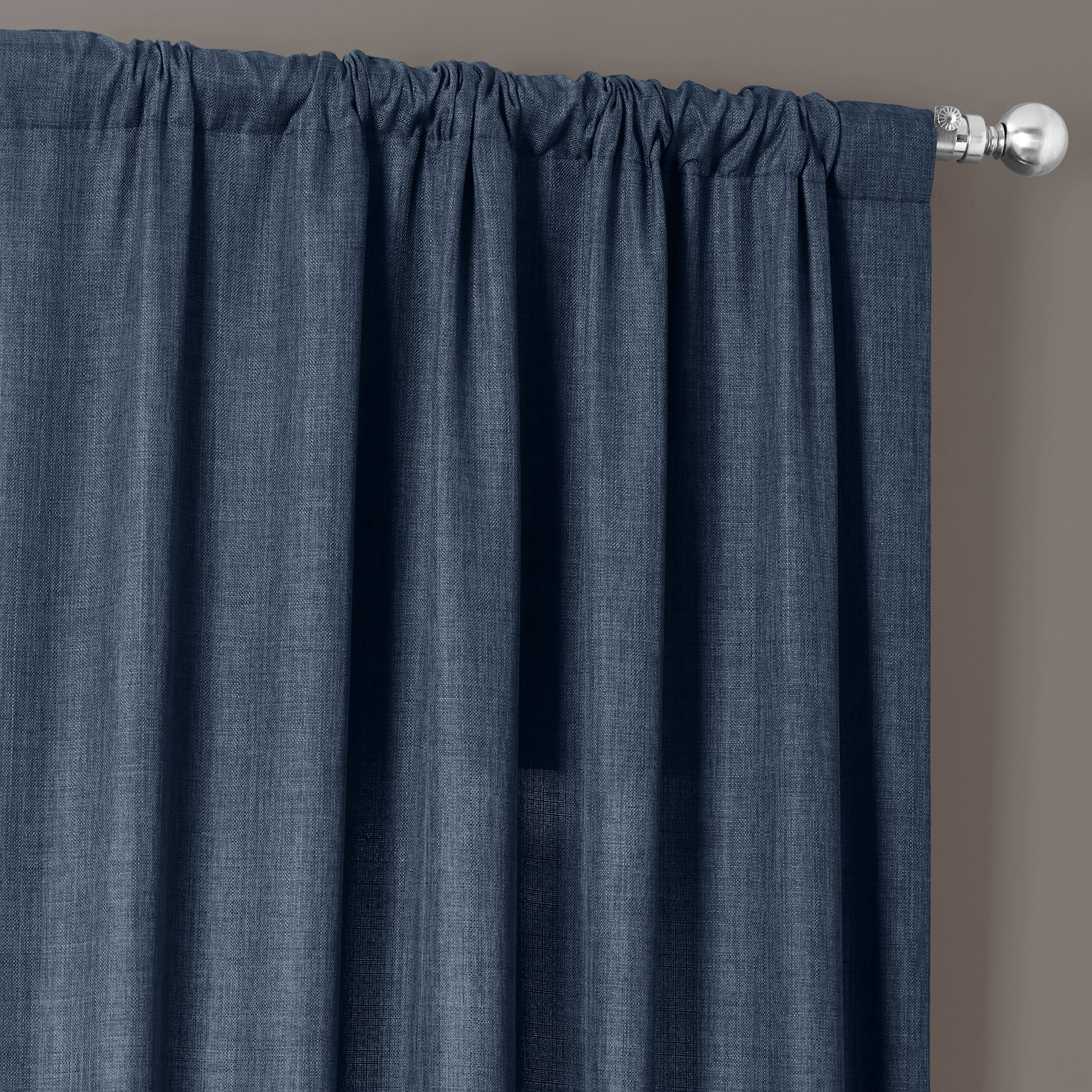 Sergeants Blue Italian Faux Linen Curtain