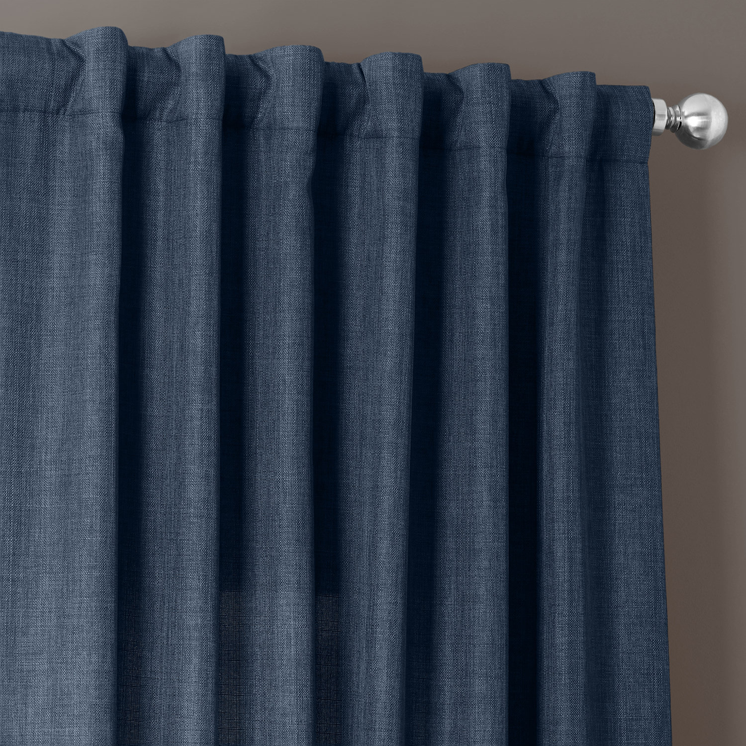 Sergeants Blue Italian Faux Linen Curtain